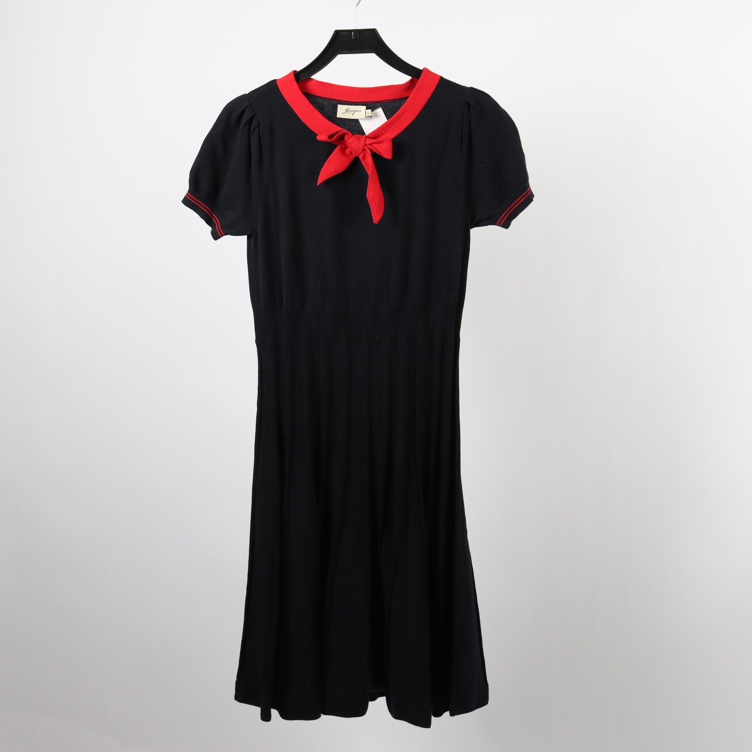 Stickad klänning, Jumper fabriken, blå & röd, stl. L