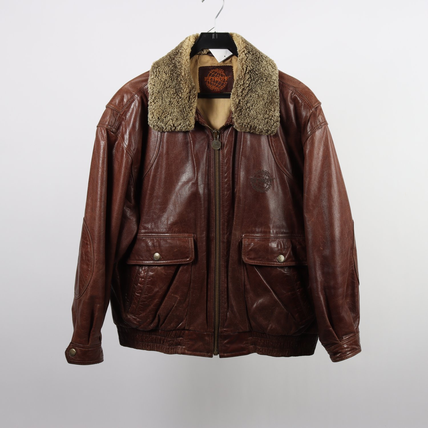 Skinnjacka, Petroff, brun, stl. XL