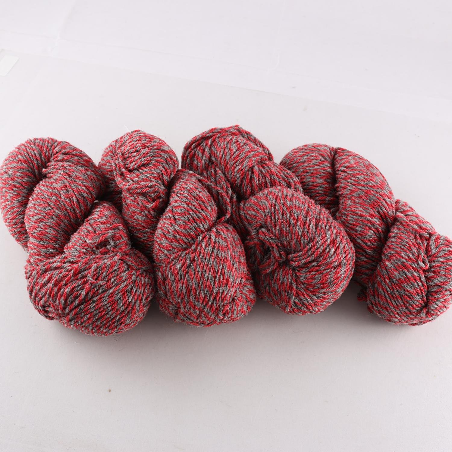 Raggsocksgarn, Okänd, grå, röd, ull, 4 st.