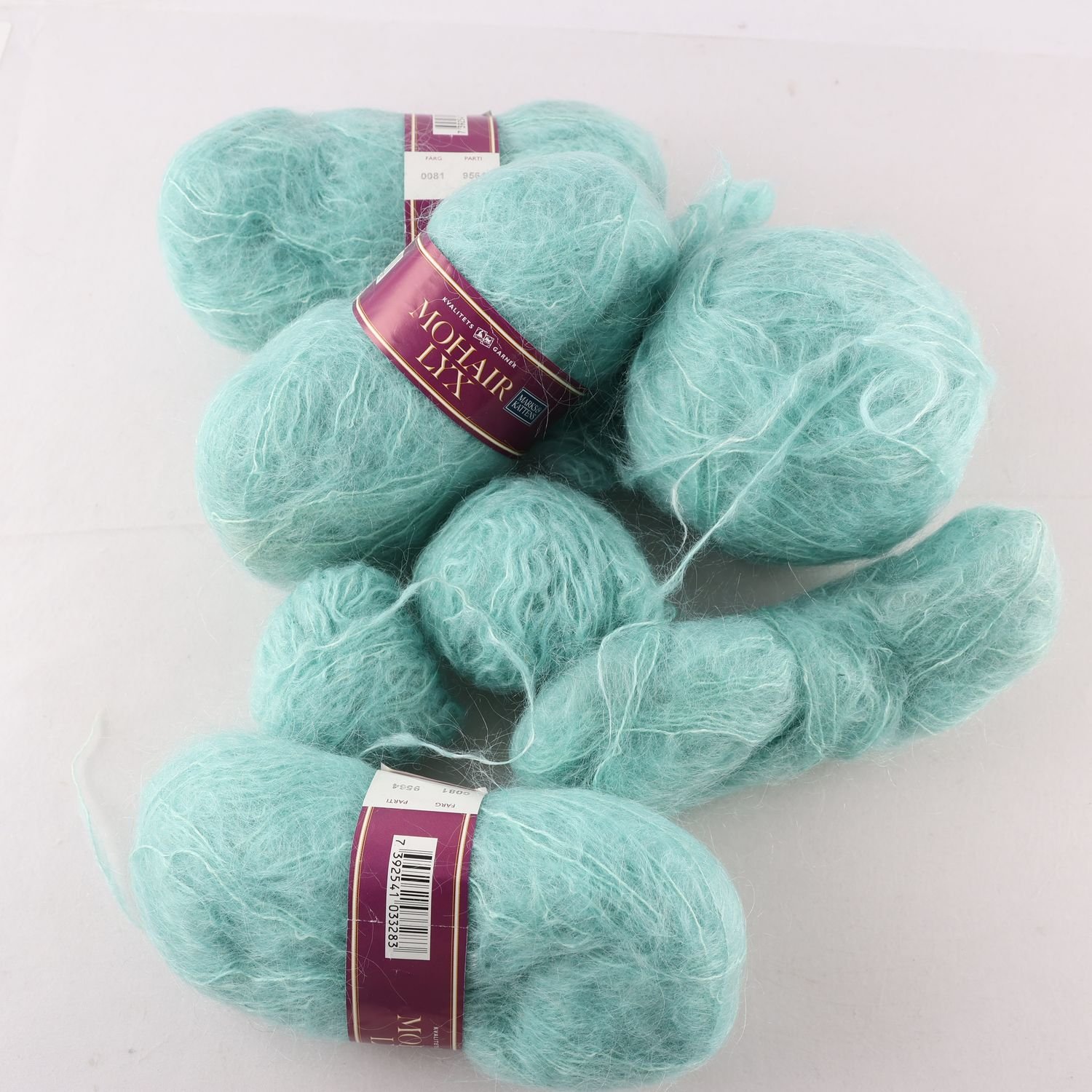 Garn, Marks & Kattens, Mohair lyx, turkos, ca. 6 st.