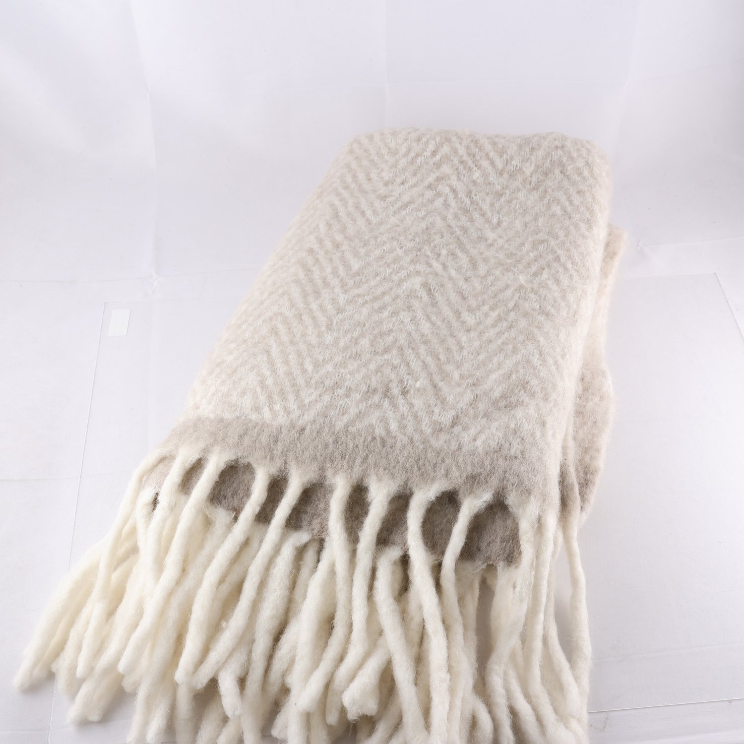 Filt, Cozy Living, grå, vit, ullmix.