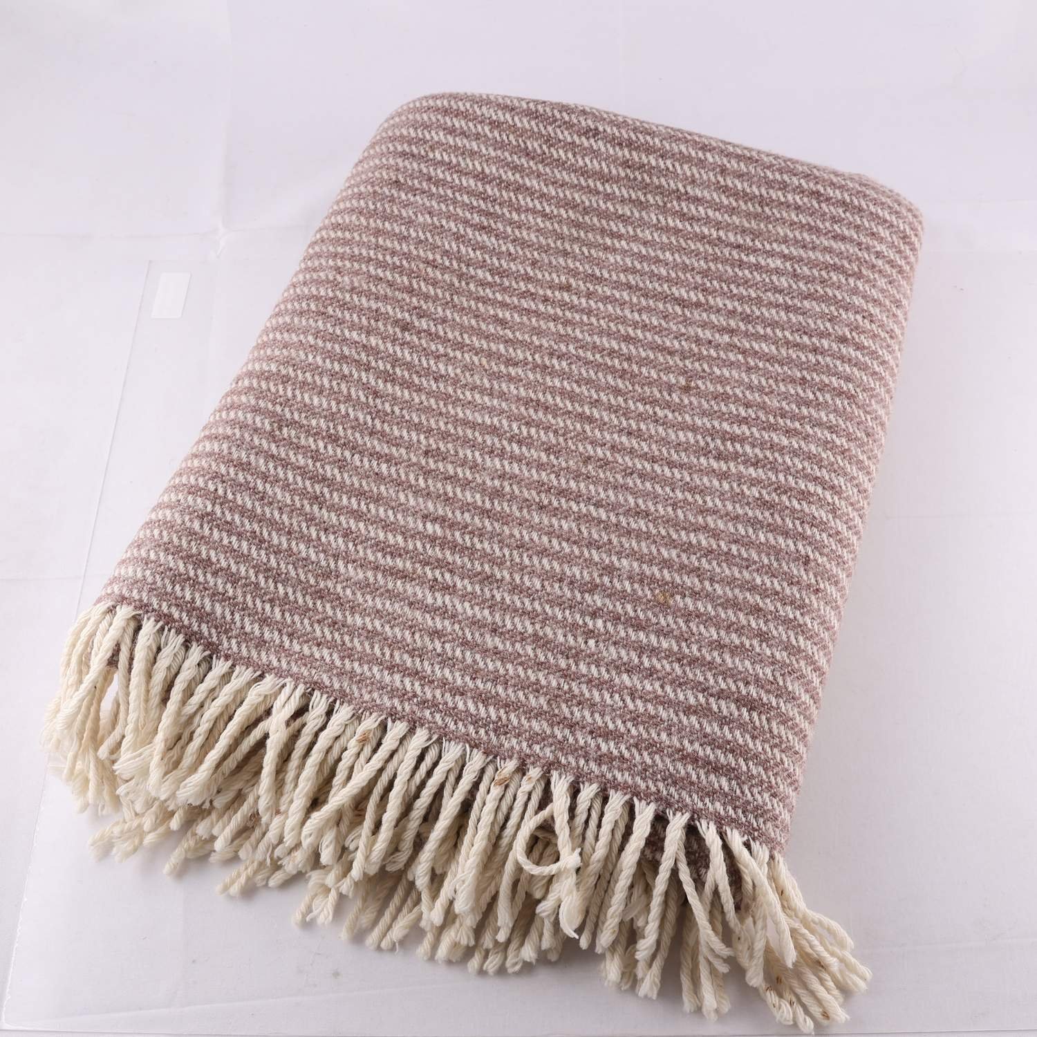 Filt, Klippan, vit, lila, ull