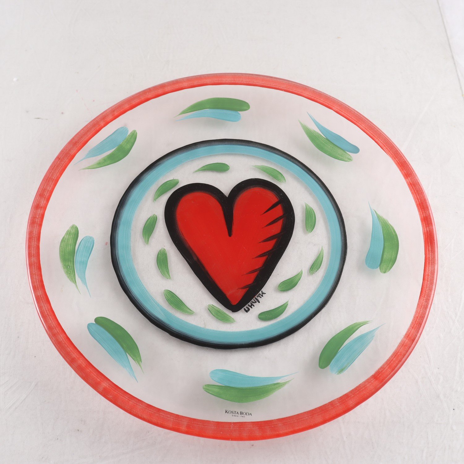 Fat, glas, ”Heart”, Ulrika Hydman Vallien, Kosta Boda. Samfraktas ej.