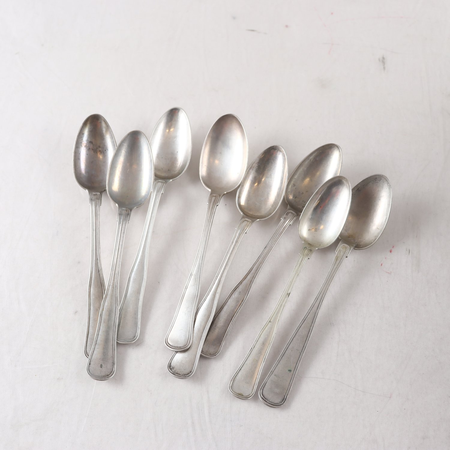 Kaffeskedar, silver, modell Gammal dansk, 1880-tal, 8 st