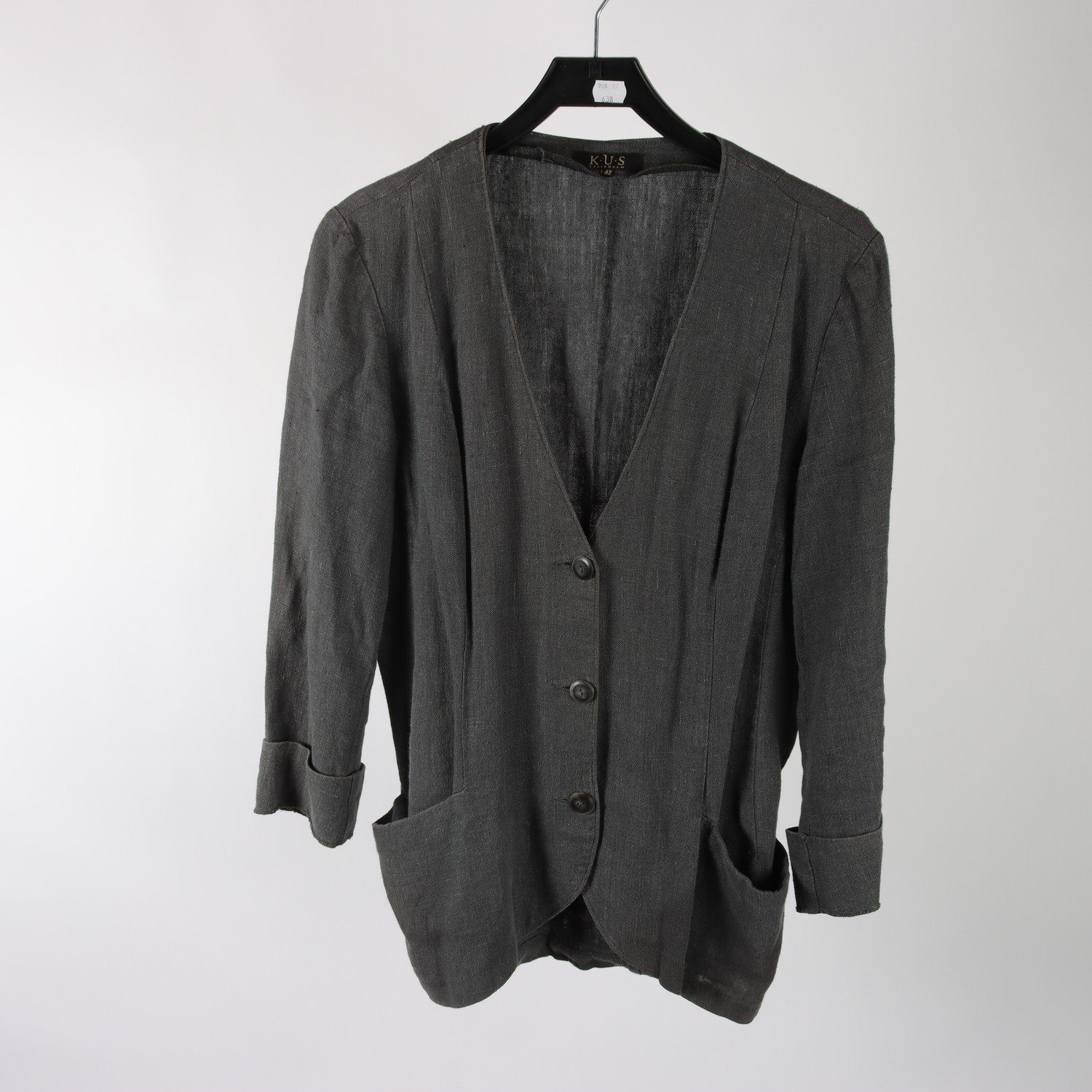 Jacka, K.U.S, grå, lin, stl. 42.