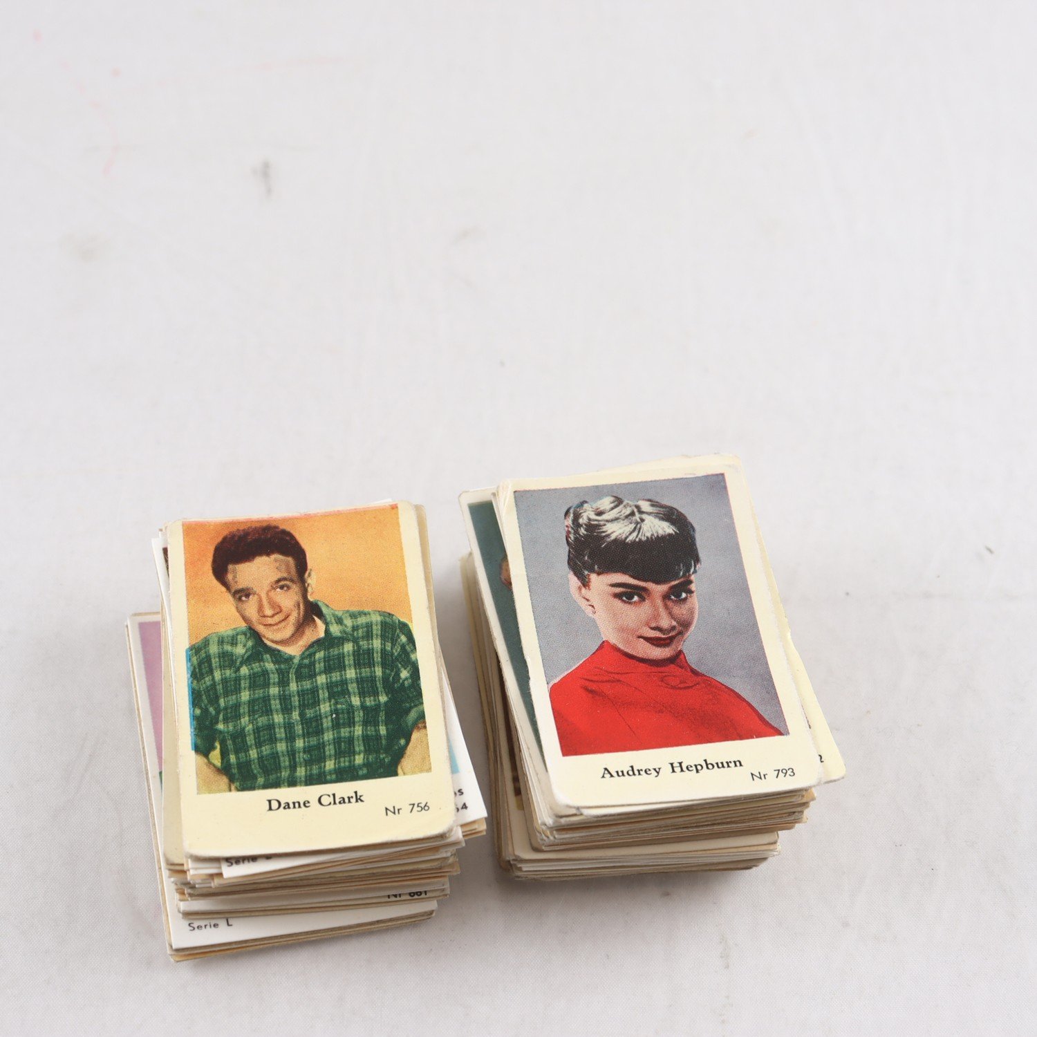 Filmstjärnekort, drygt 100 st, 1900-talets mitt