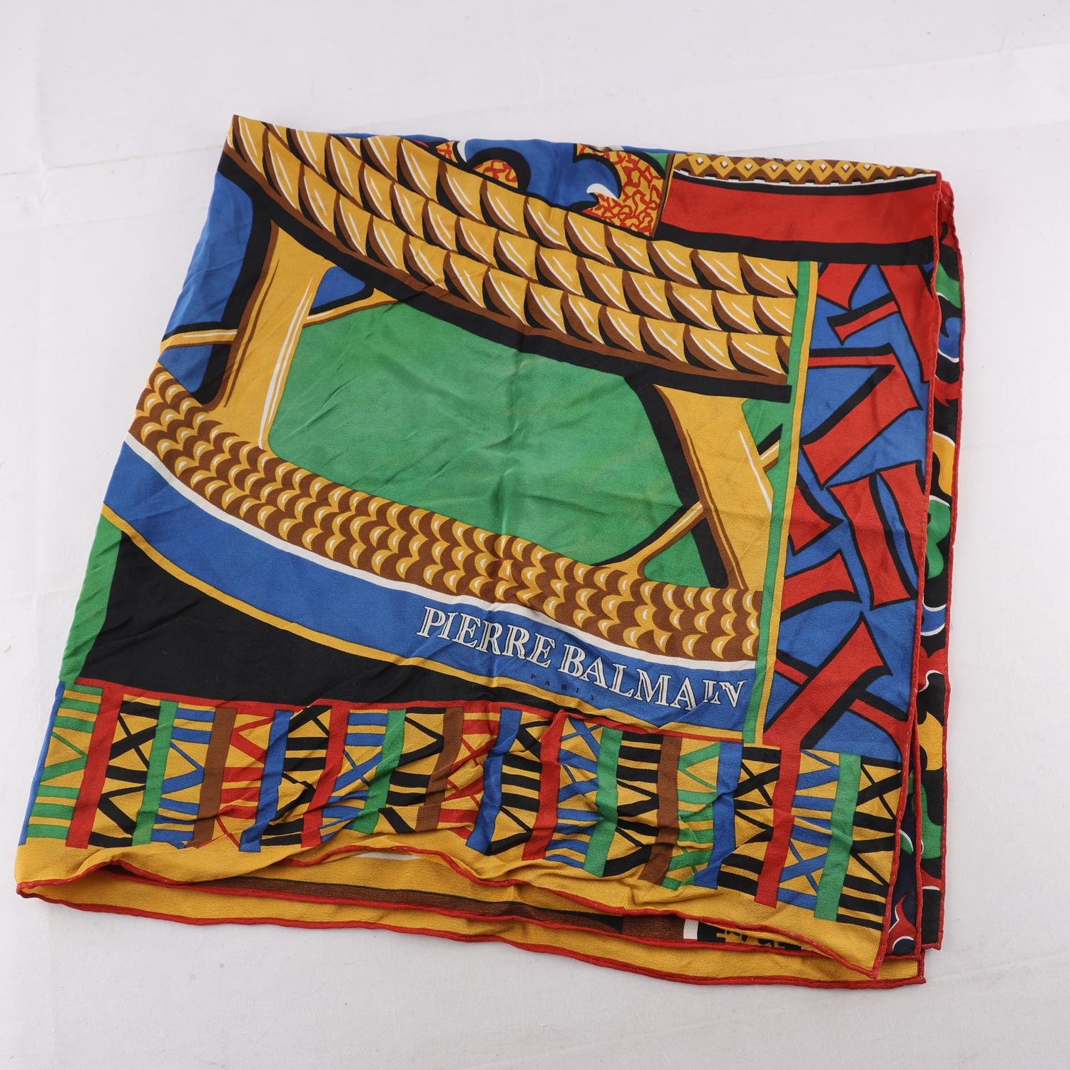 Scarf, Pierre Balmain, flerfärgad, mönstrad, stl. ca. 80 x 90 cm