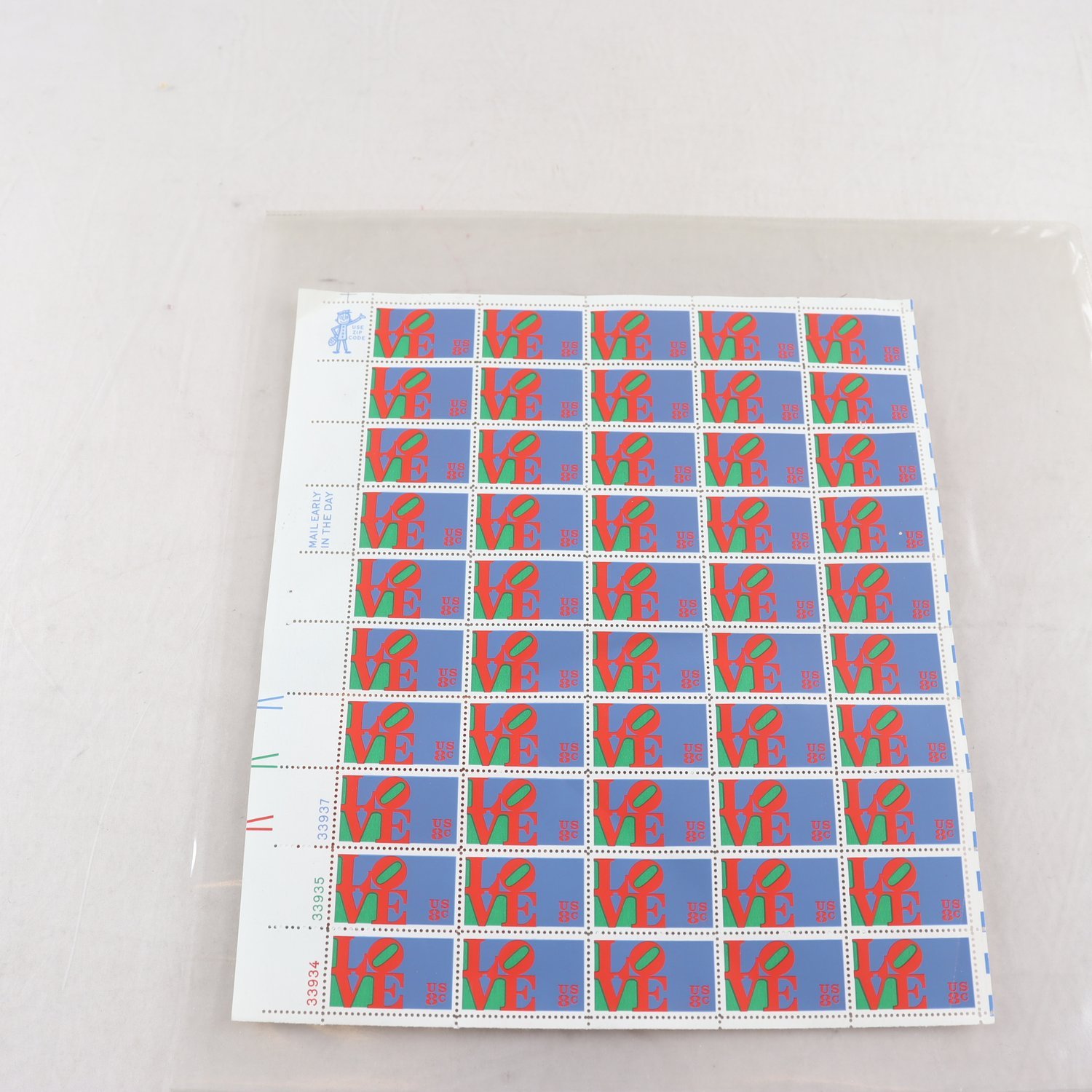 Frimärken, postfriska, ark 50 st, LOVE US 8c, USA