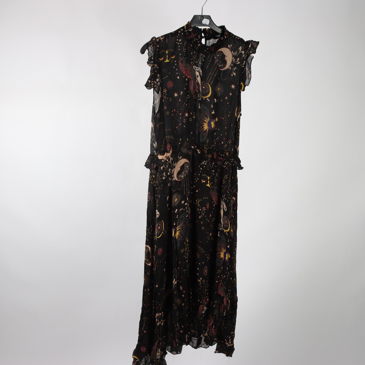 Klänning, Zara, svart, mönstrad, stl. S