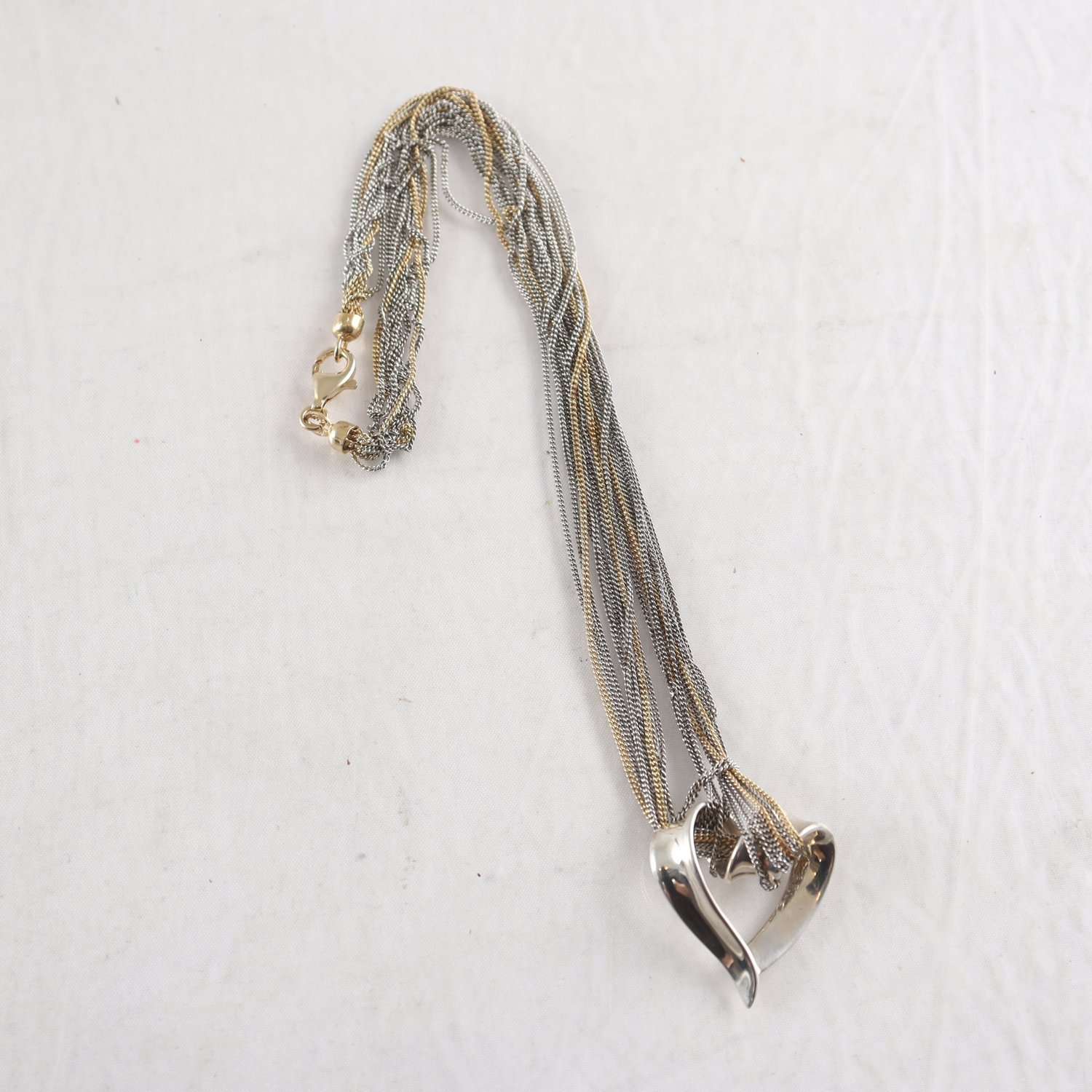 Halsband, collier, silver 925, kedjor, hjärta, vikt: 26,3 g