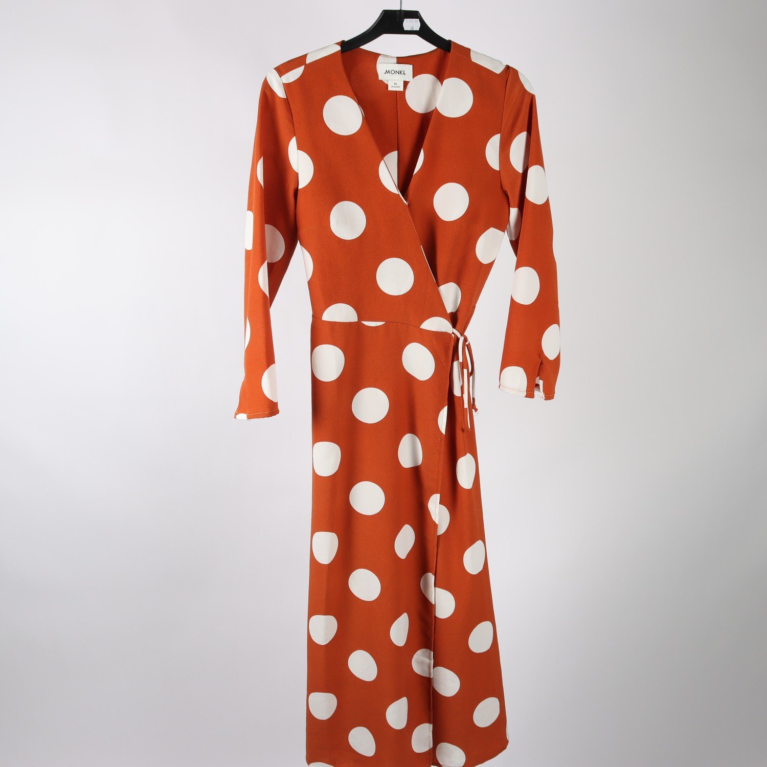 Klänning, Monki, brun, vit, prickig, stl. 36