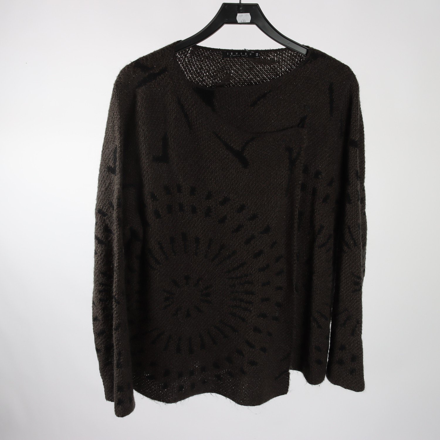 Kofta, Jensen, grå, svart, ullmix, stl. 48.