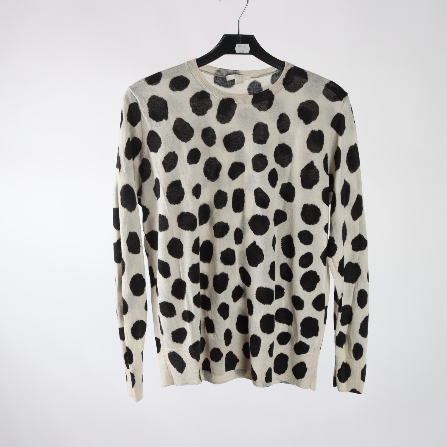 Tröja, COS, prickig, svart, vit, 100% ull, stl. M.
