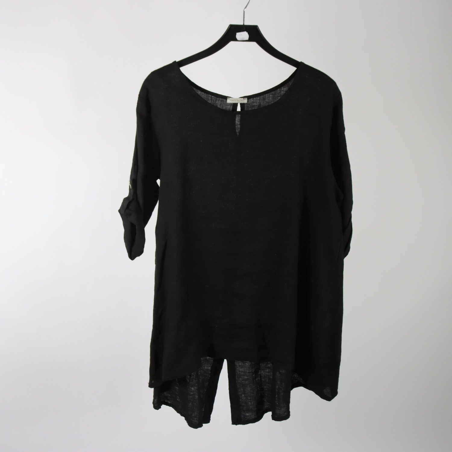 Blus/tunika, Made in Italy, svart, lin, stl. ca. L.