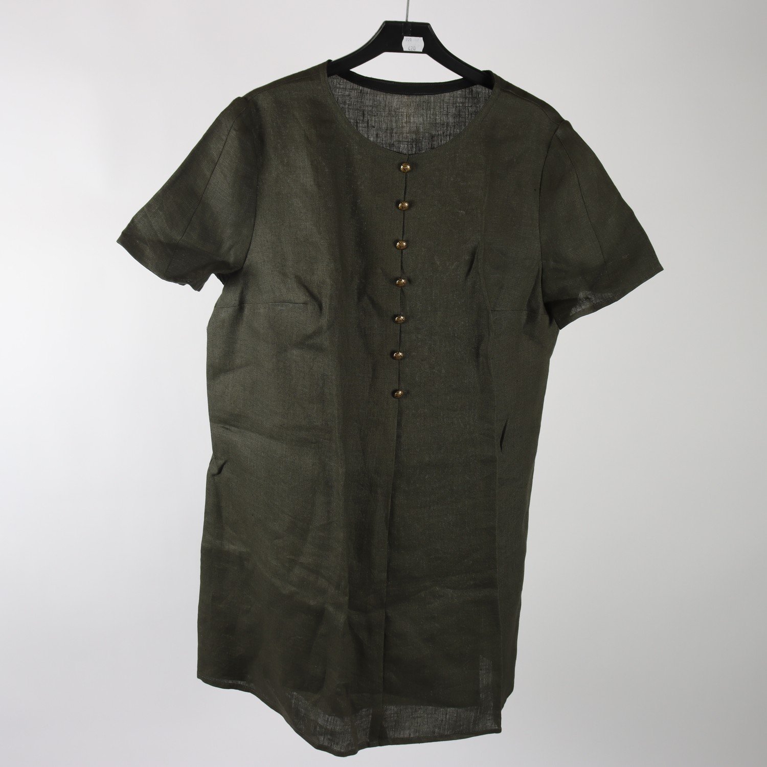 Blus/tunika, Okänd, grön, lin, stl. ca. S/M.