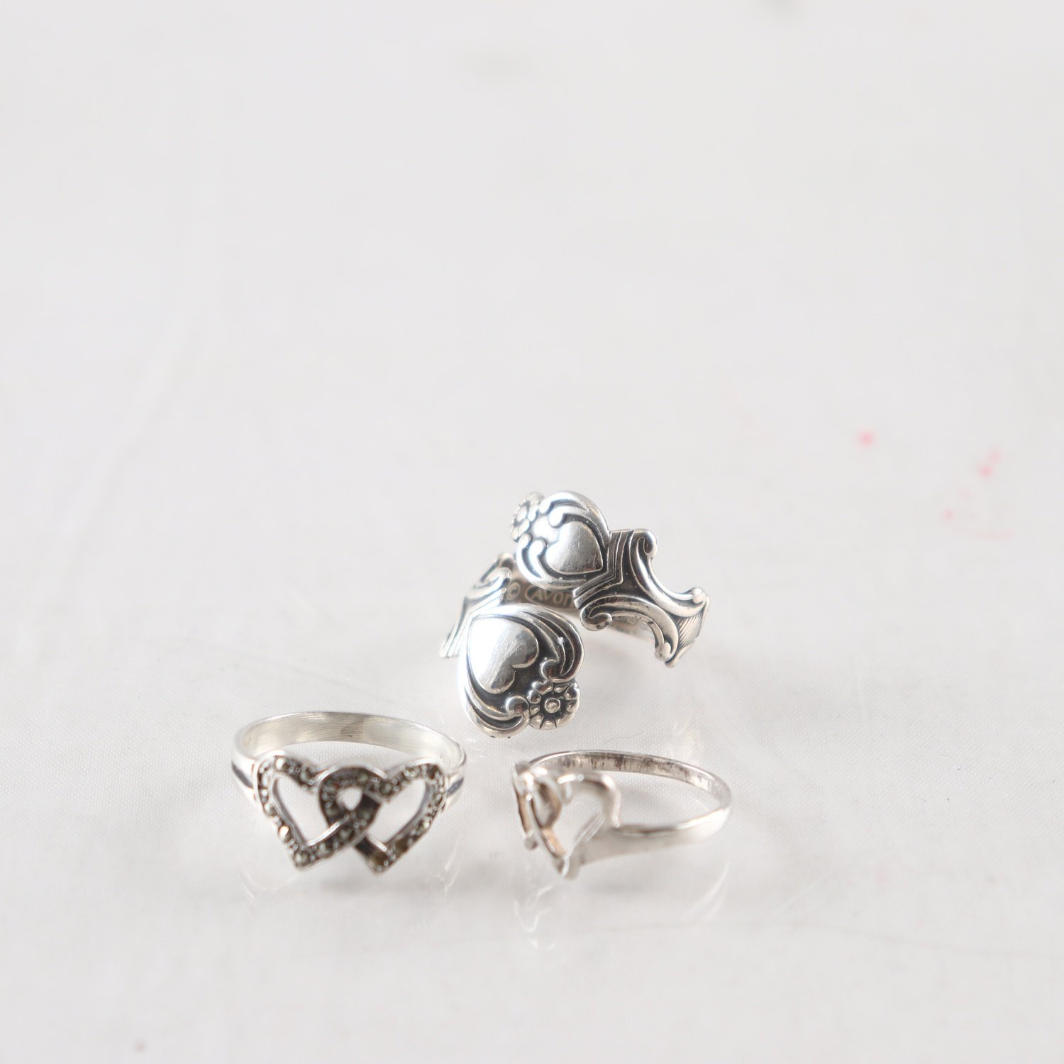 Ringar, silver 925, markasiter, hjärtan, brv: 8,3 g
