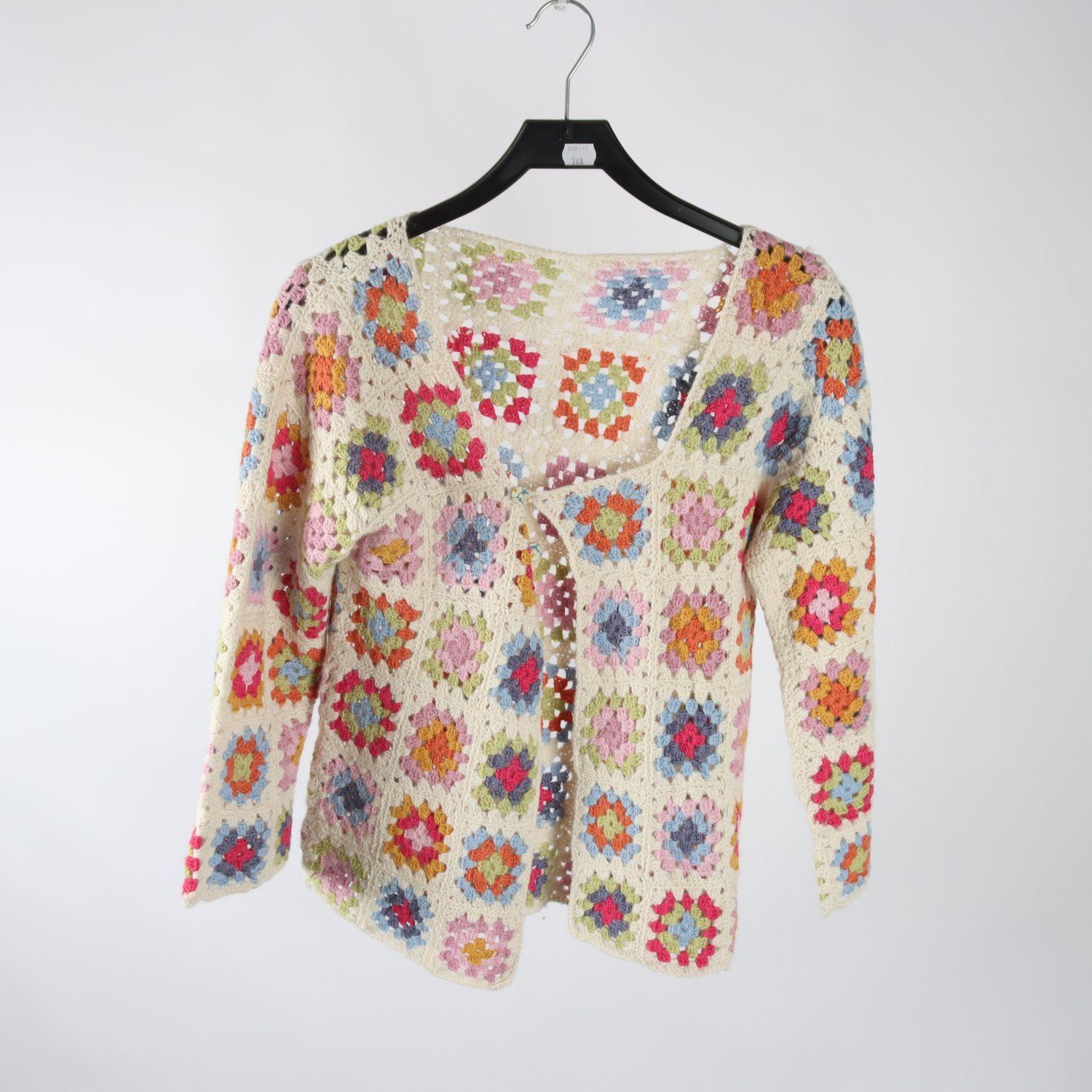 Kofta, Okänd, mormorsrutor, beige, rosa, stl. ca. S