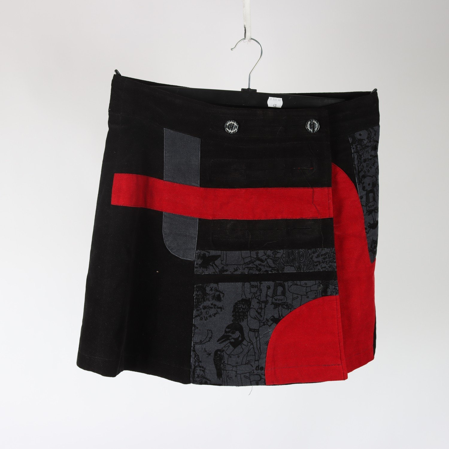 Kjol, Desigual, svart, röd, grå, stl. 40