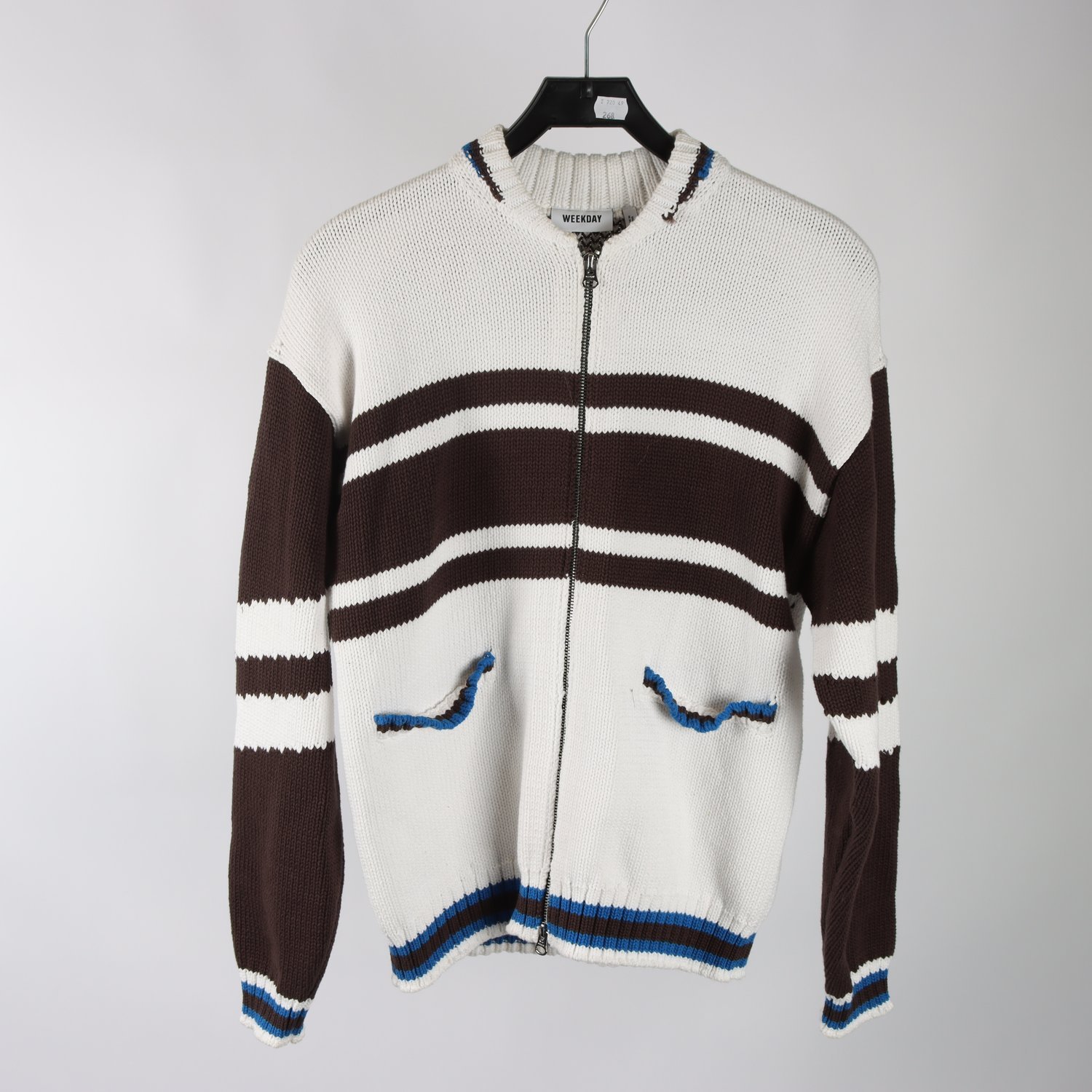 Tröja, Weekday, vit, brun, stl. S