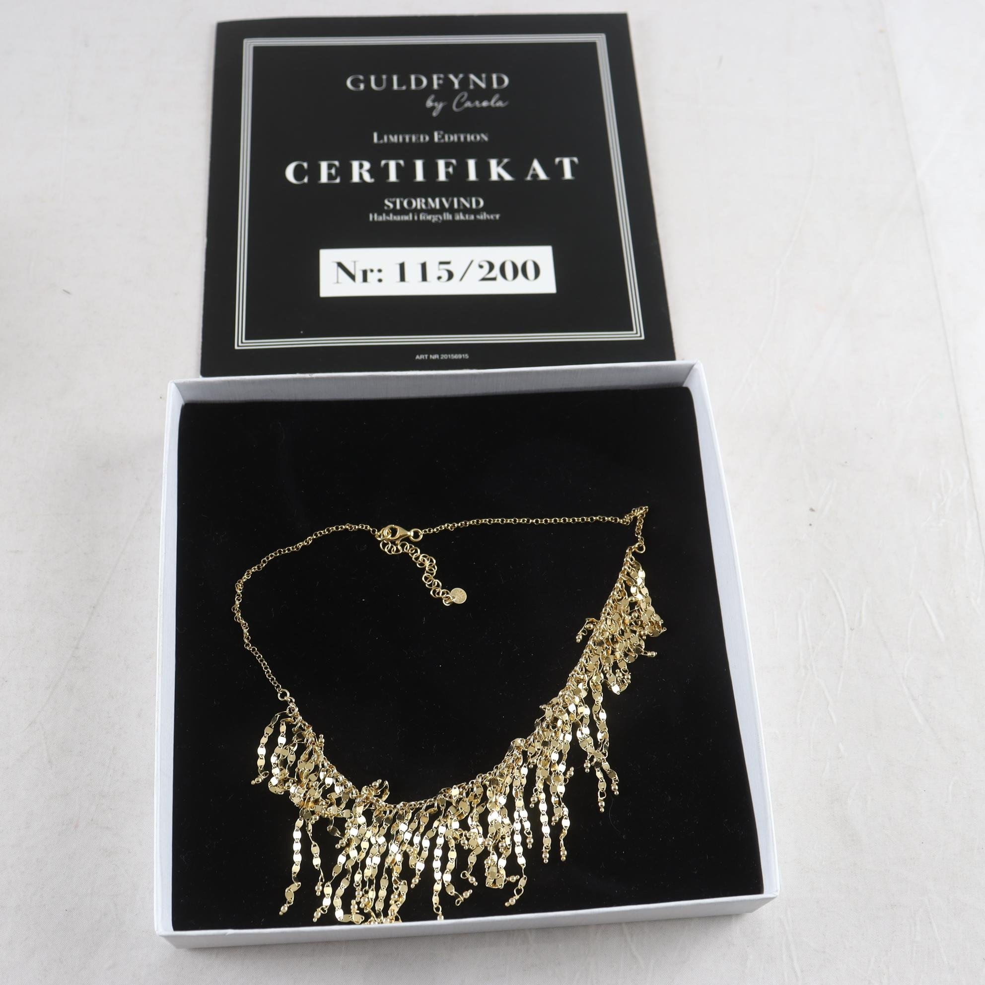 Halsband, Carola Häggqvist, ”STORMVIND”, förgyllt silver.