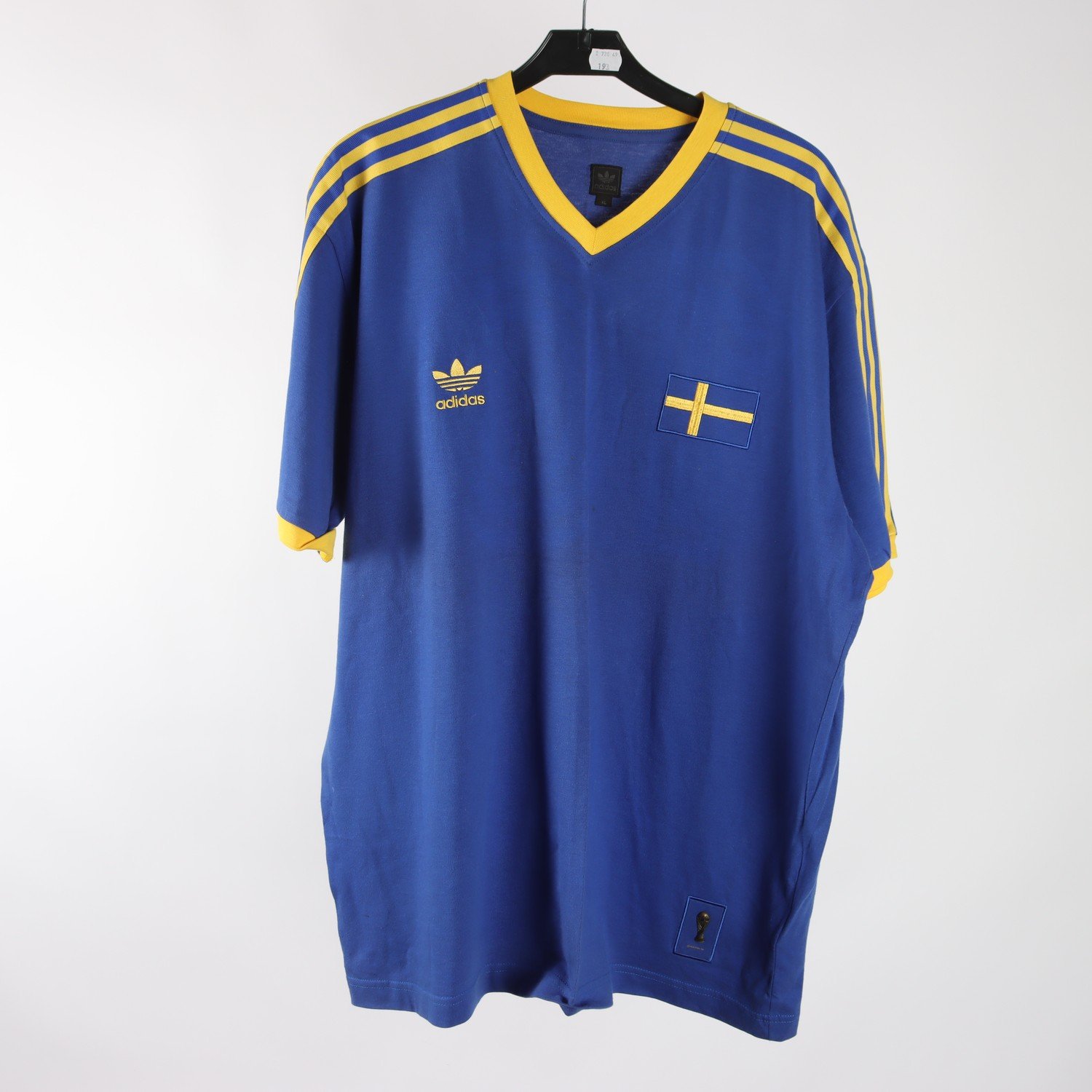 T-shirt, Adidas, blå, gul, stl. XL