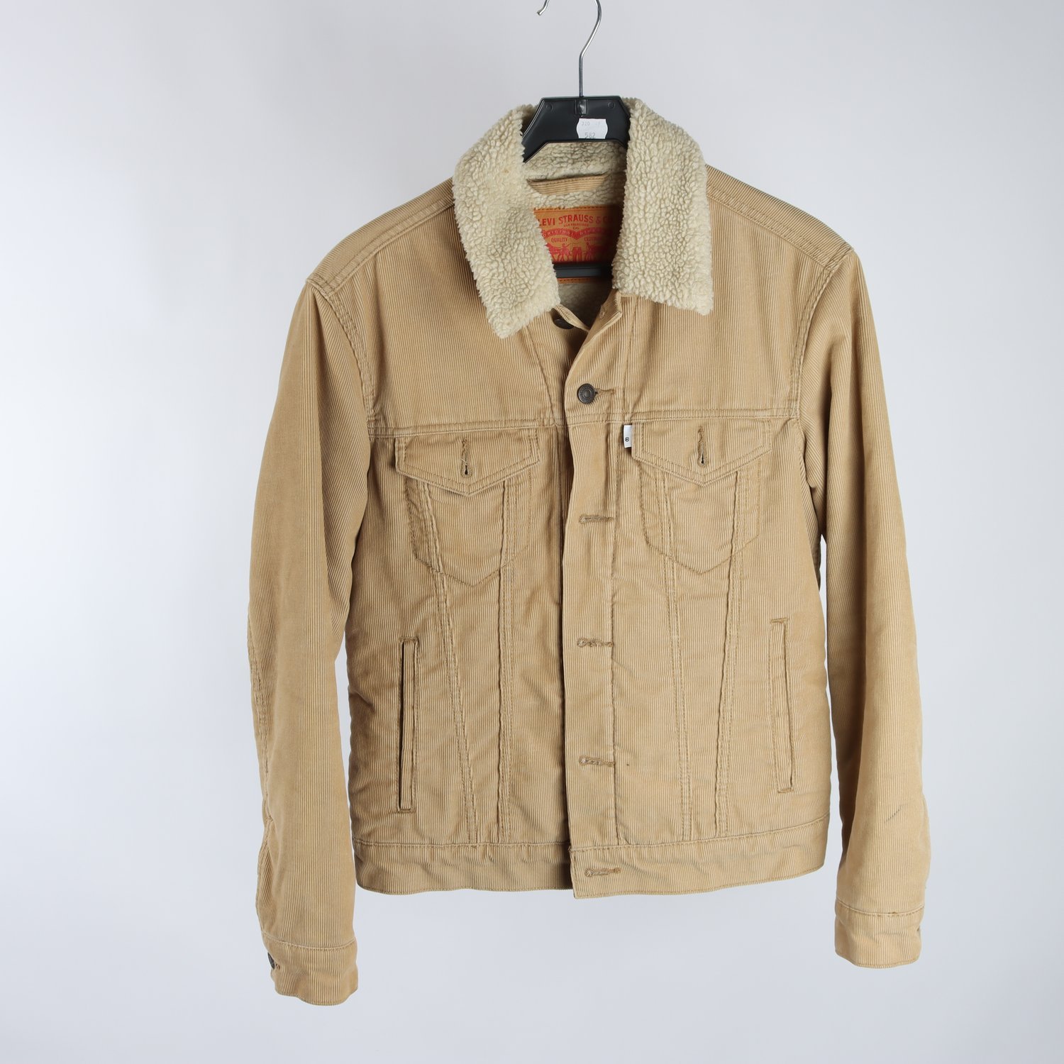 Fodrad jeansjacka, Levis, beige, manchester, stl. S.