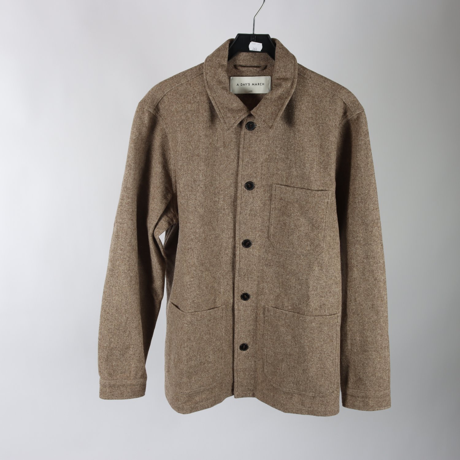 Skjortjacka, A Day’s March, brun, 80% ull, stl. L.