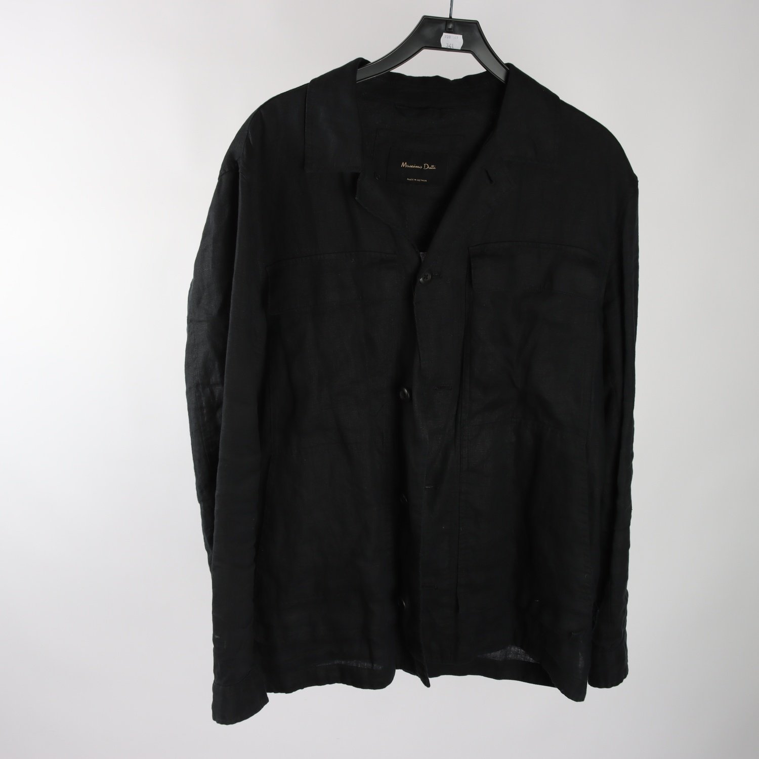 Skjortjacka, Massimo Dutti, svart, lin, stl. XL.