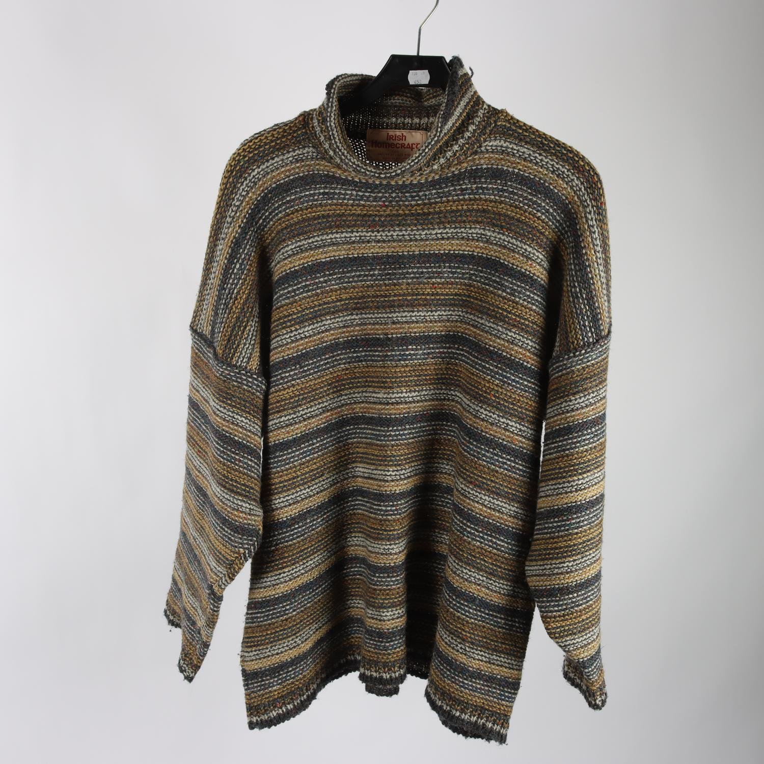 Tröja, Irish Homecraft, beige, grön, ull, stl. L.