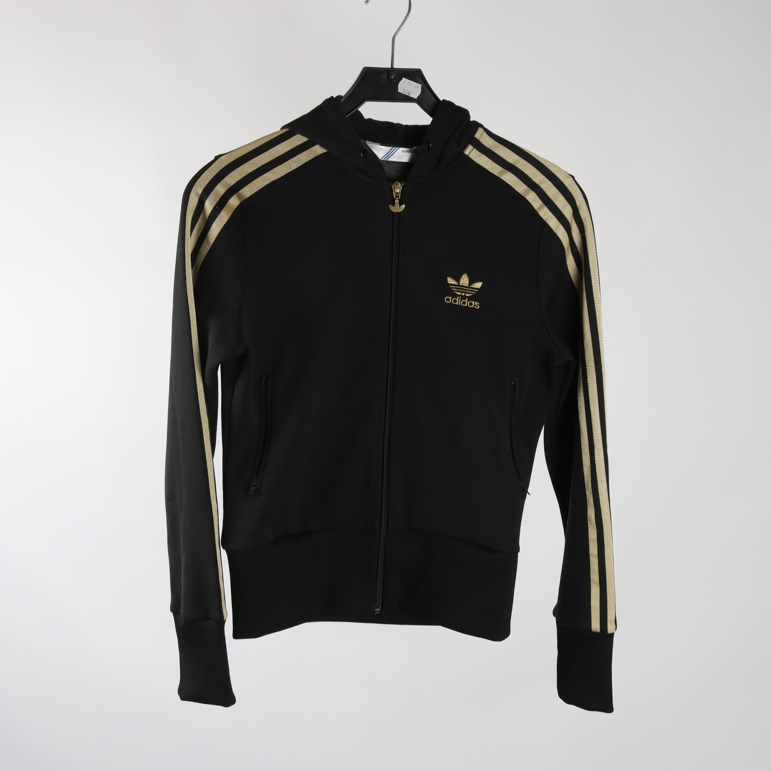 Sportjacka, Adidas, svart, guld, stl. 38