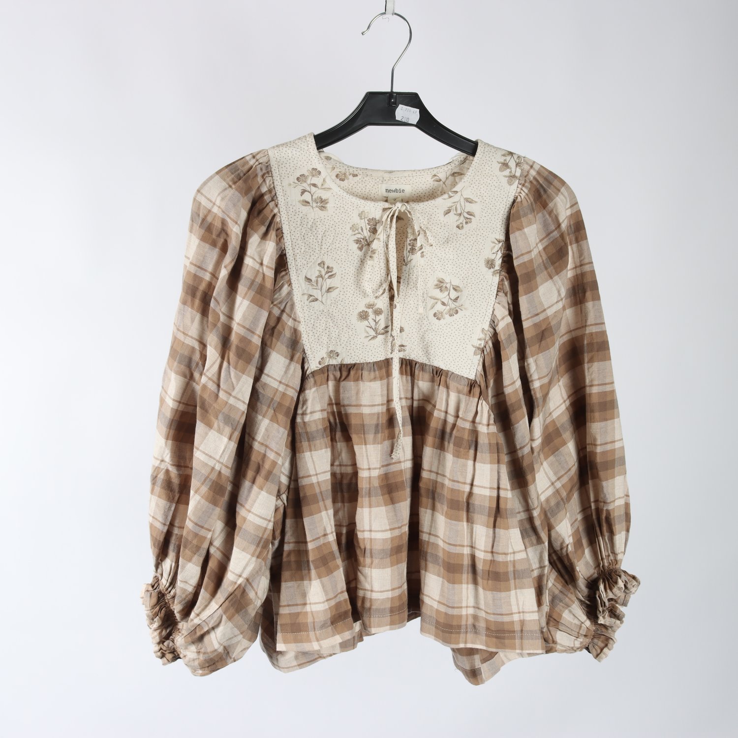 Blus, Newbie, brun, vit, stl. S