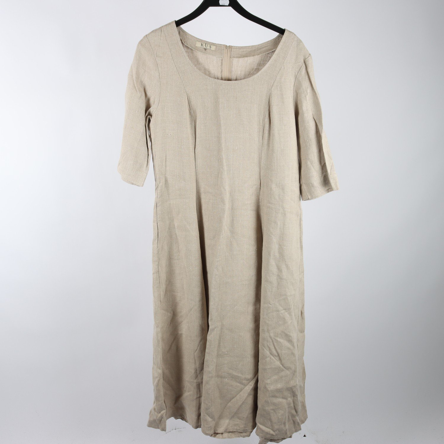 Klänning, K.U.S, beige, lin, stl. ca. S