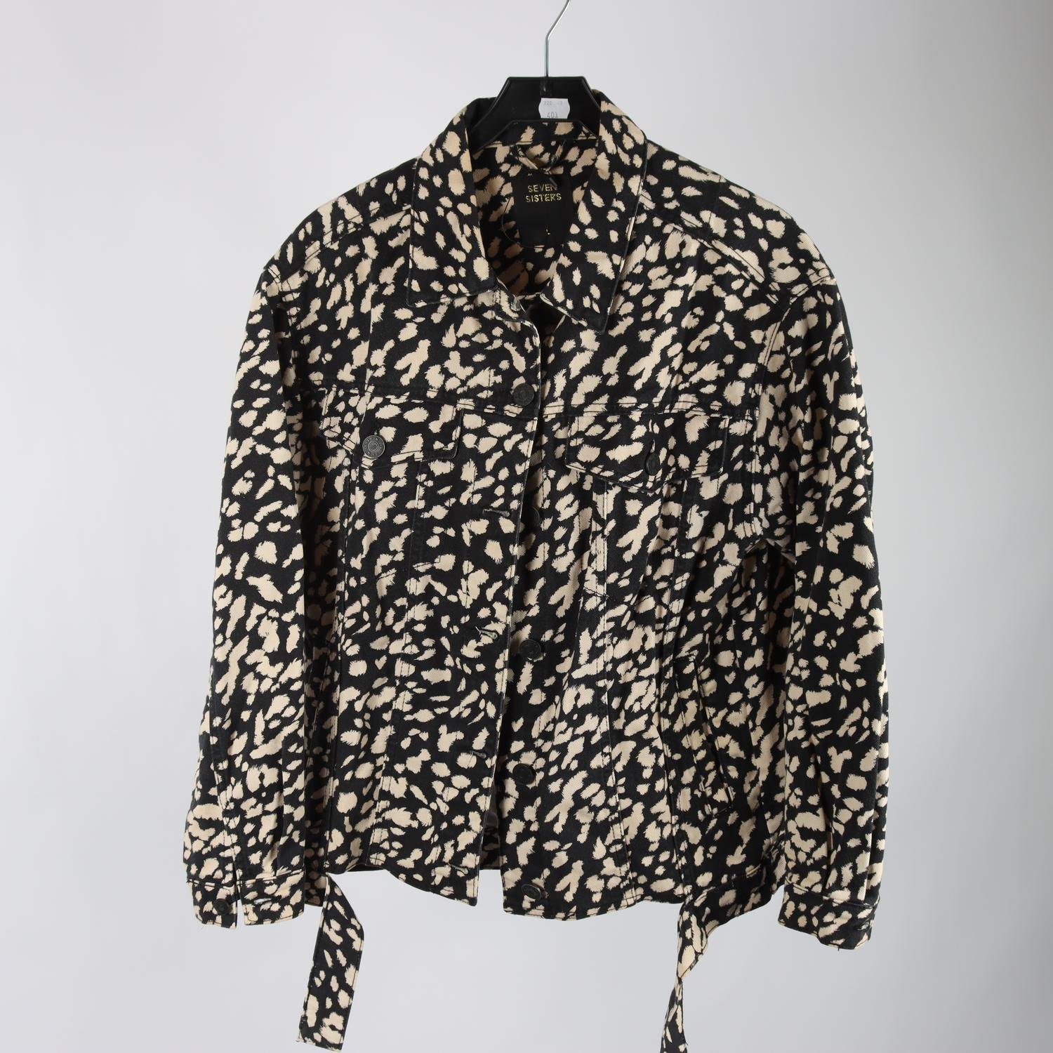 Jeansjacka, Seven Sisters, svart, beige, stl. L.