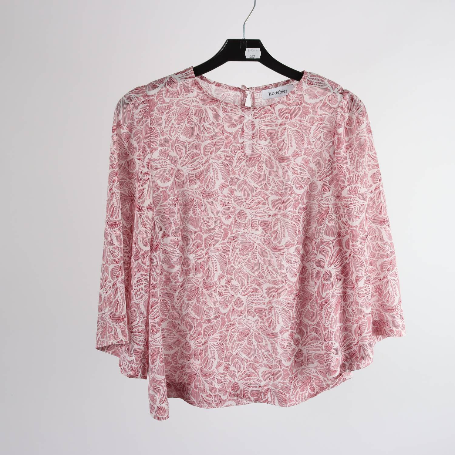 Blus, Rodebjer, röd, vit, mönstrad, stl. S