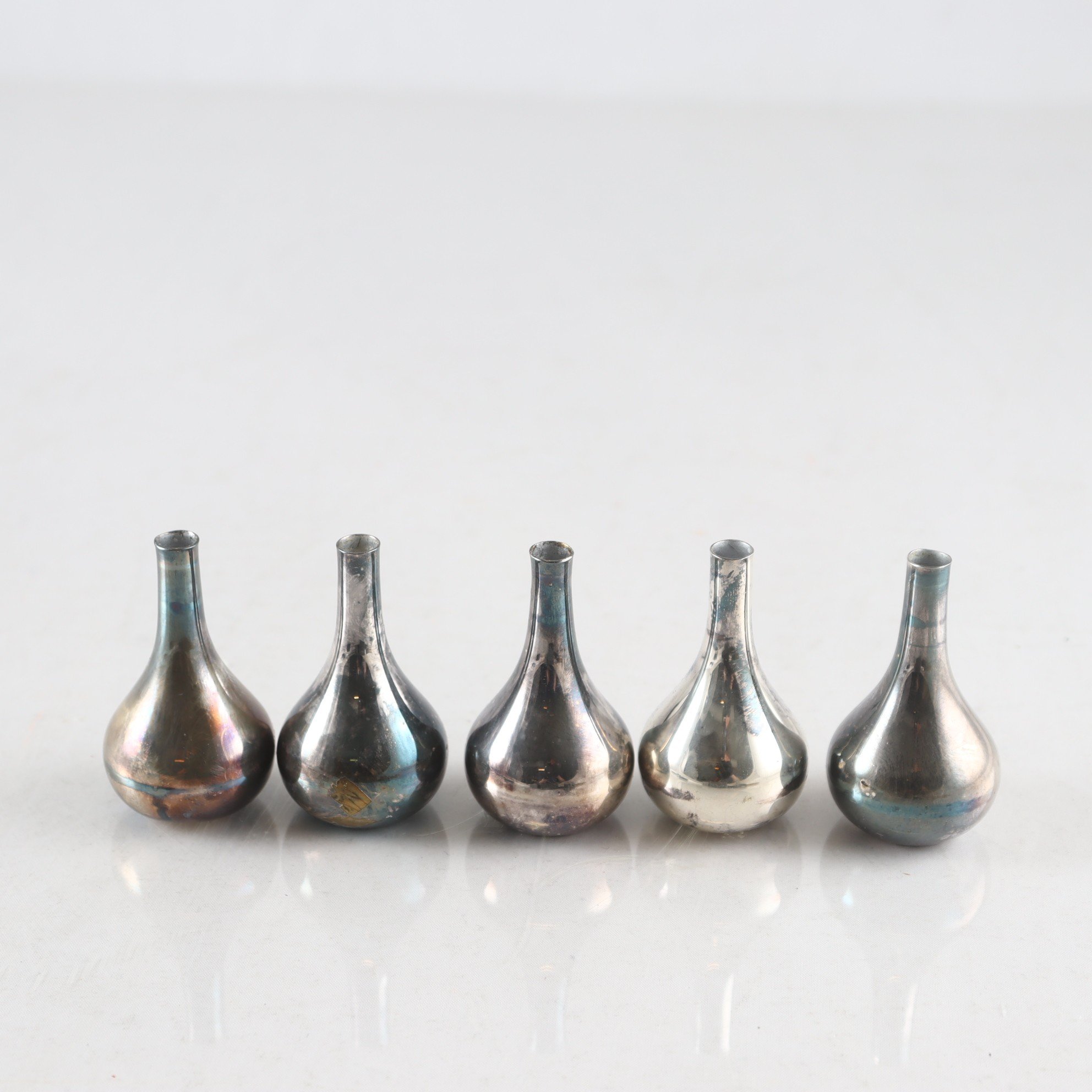 Ljusstakar, försilvrad metall, Jens Quistgaard, Dansk design, 5 st