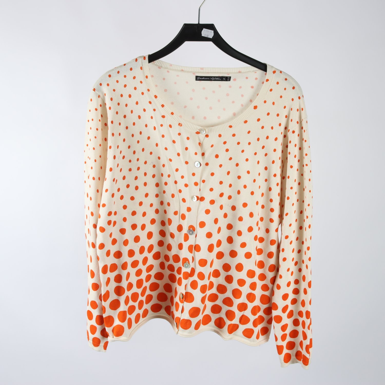 Kofta, Gudrun Sjödèn, vit, orange, prickig, stl. XL