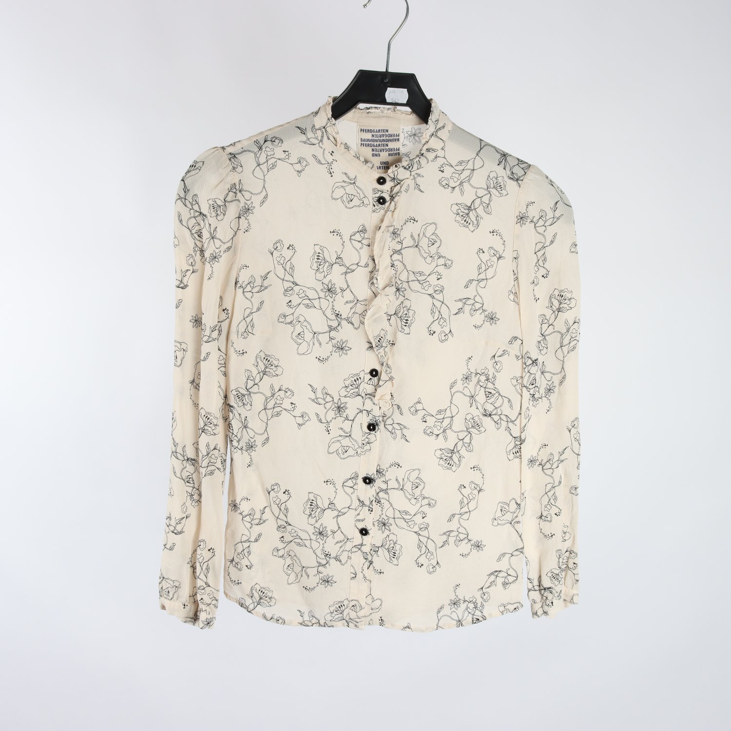 Blus, Baum und Pferdgarten, beige, blommig, stl. 36.