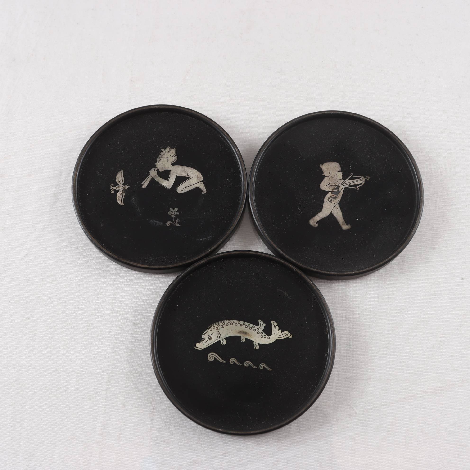 Coasters, isolit, silverinläggningar, Tiddit Wendt, Perstorp, 3 st