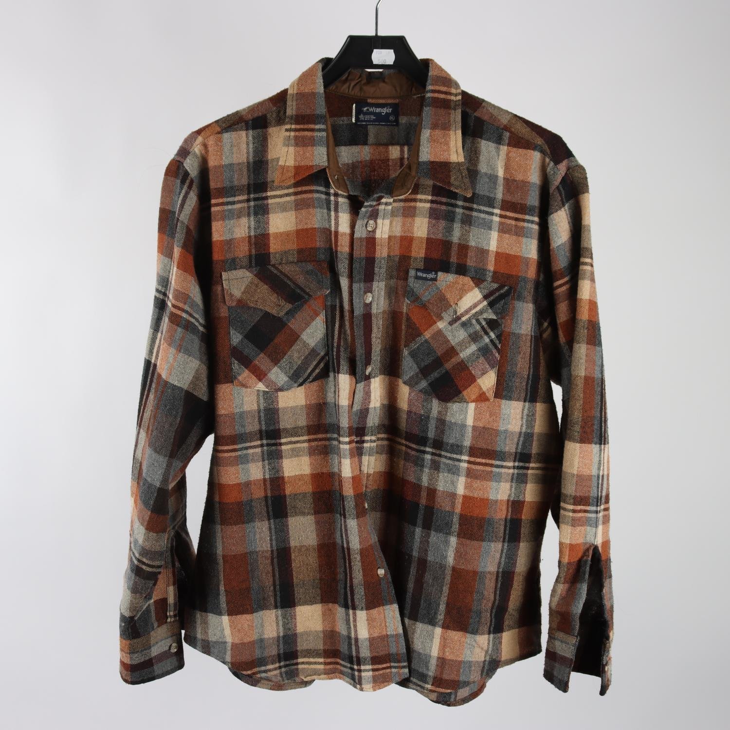 Skjorta, Wrangler, rutig, brun, beige, stl. ca. M.