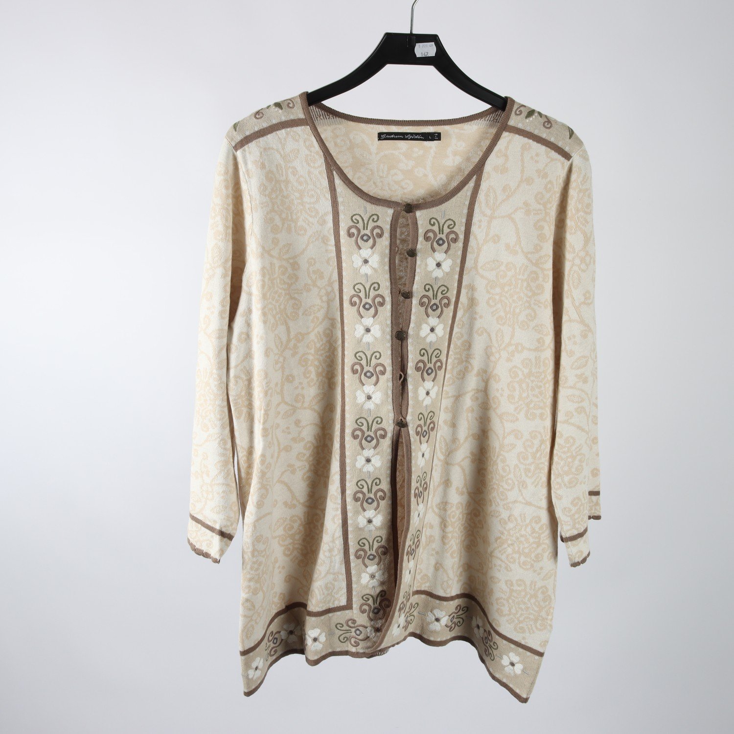 Kofta, Gudrun Sjödèn, beige, vit, mönstrad, stl. L