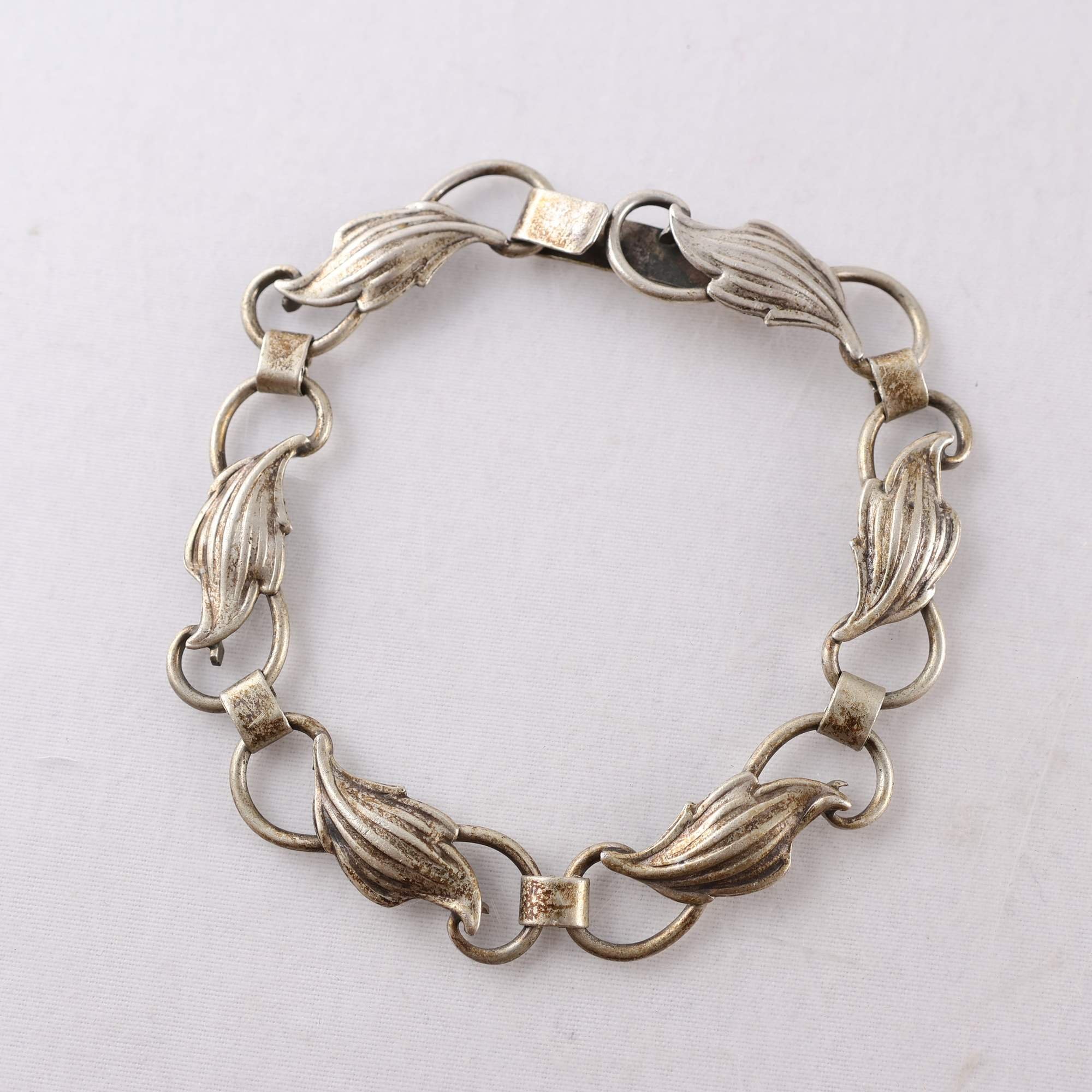 Armband, silver, löv, vintage, vikt: 12.6g