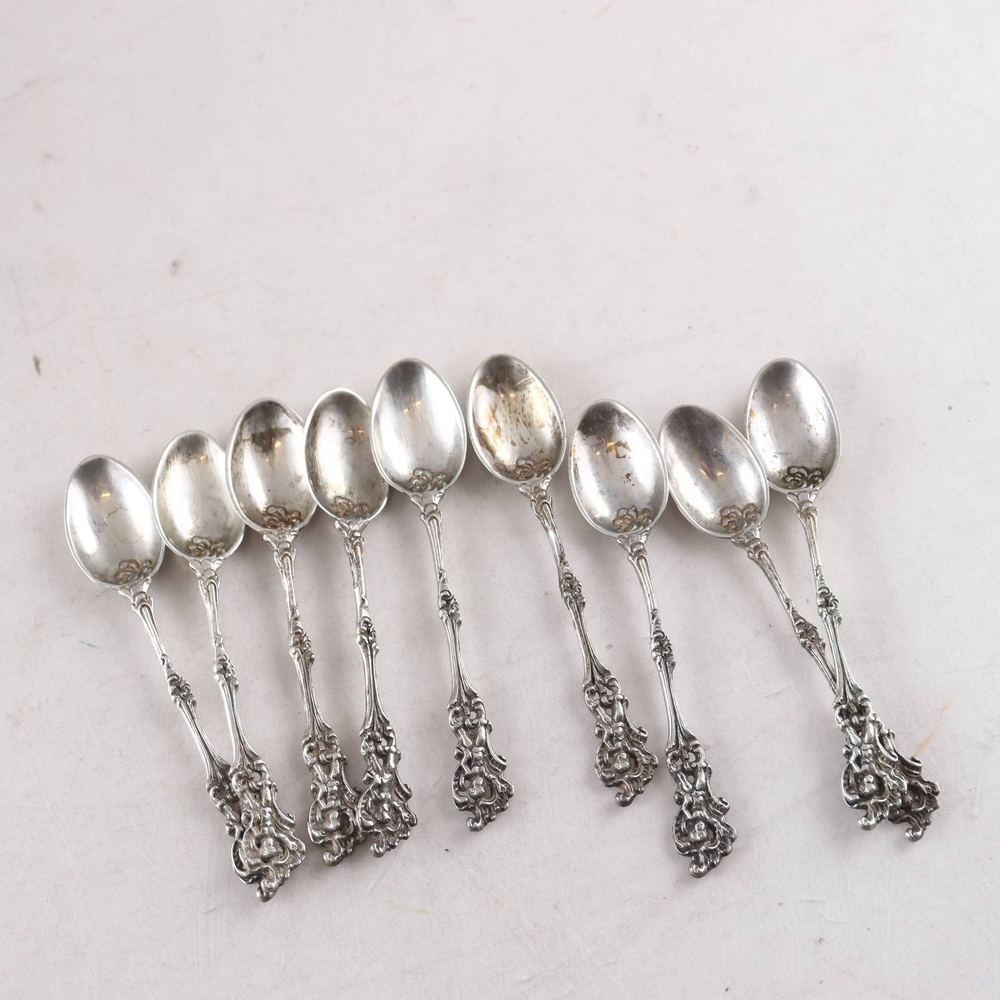 Kaffeskedar, silver, 830, 9 st