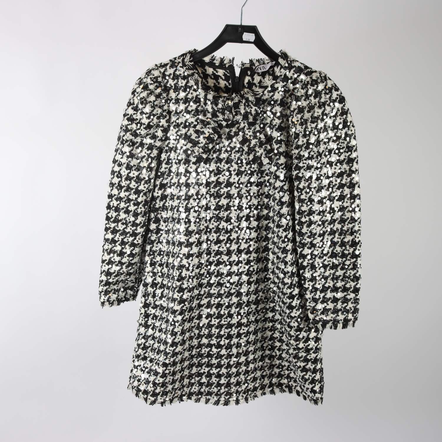 Klänning, Zara, svart, vit, paljetter, stl. S