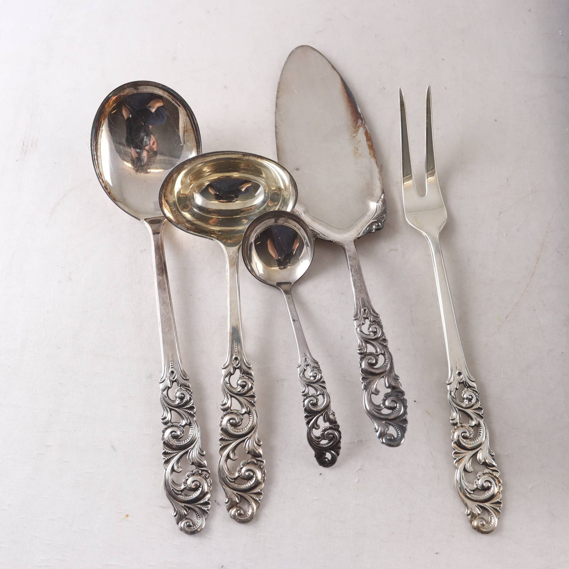 Serveringsbestick, silver, 830, Norge, 5 st