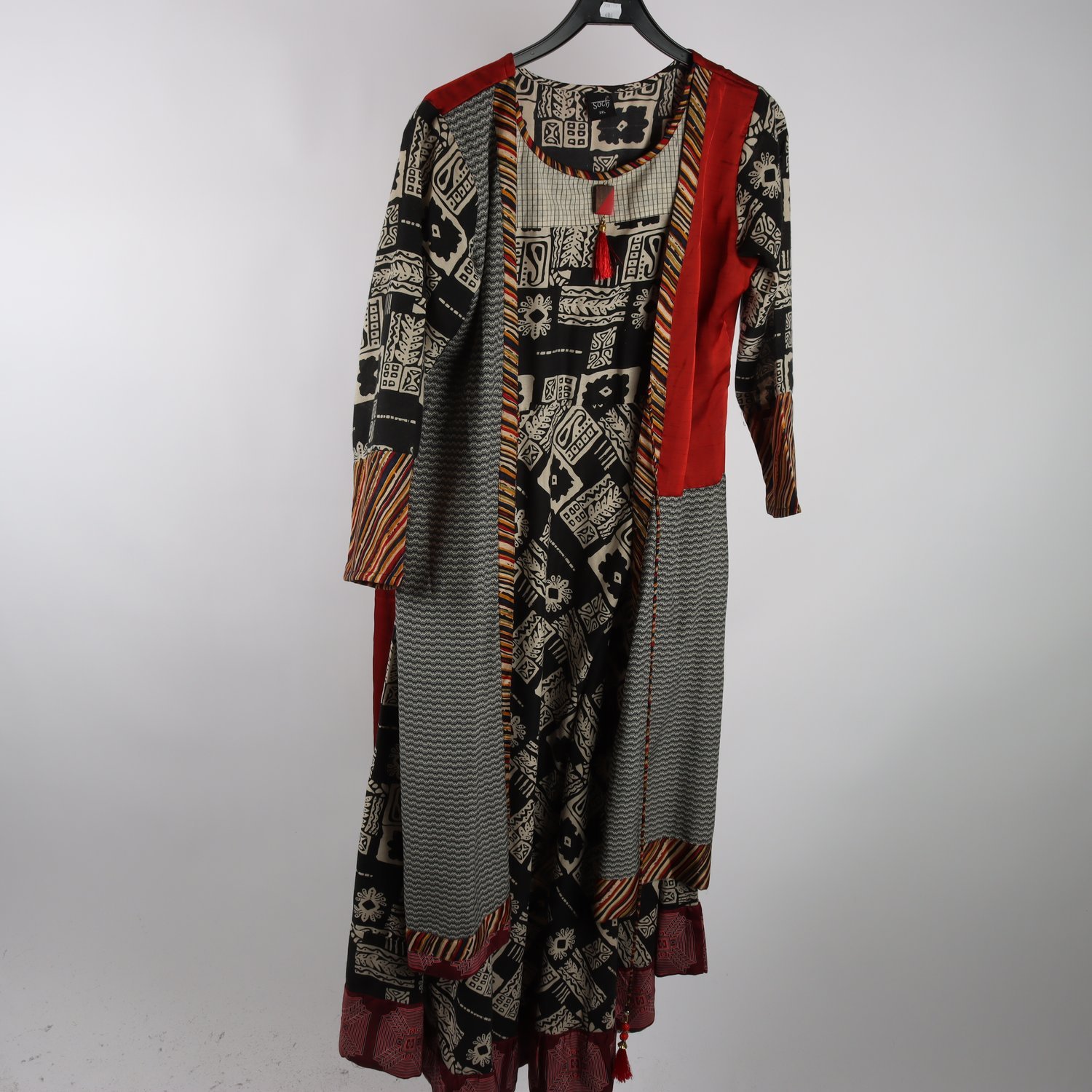 Klänning, Soch, svart, orange, stl. 2XL.