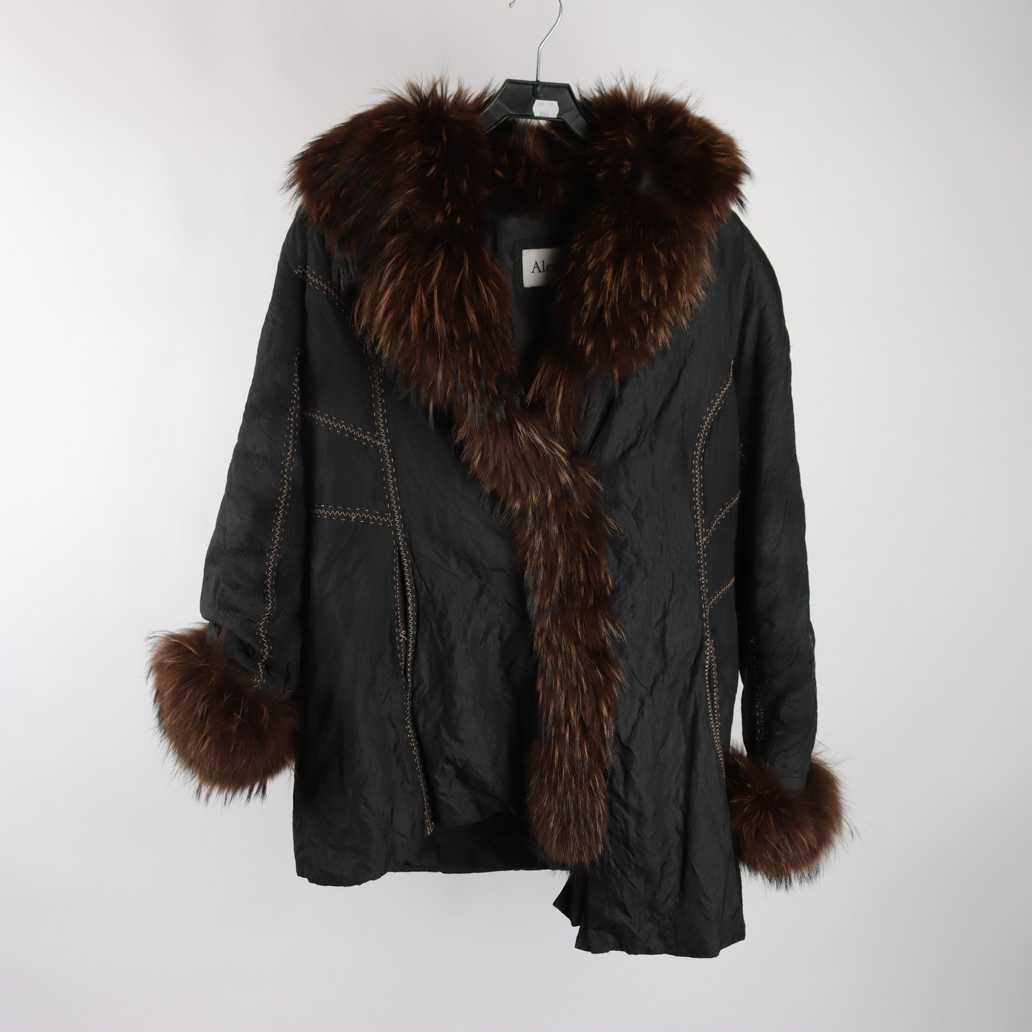 Vinterjacka, Alexandra, svart, kaninpäls, stl. 40.