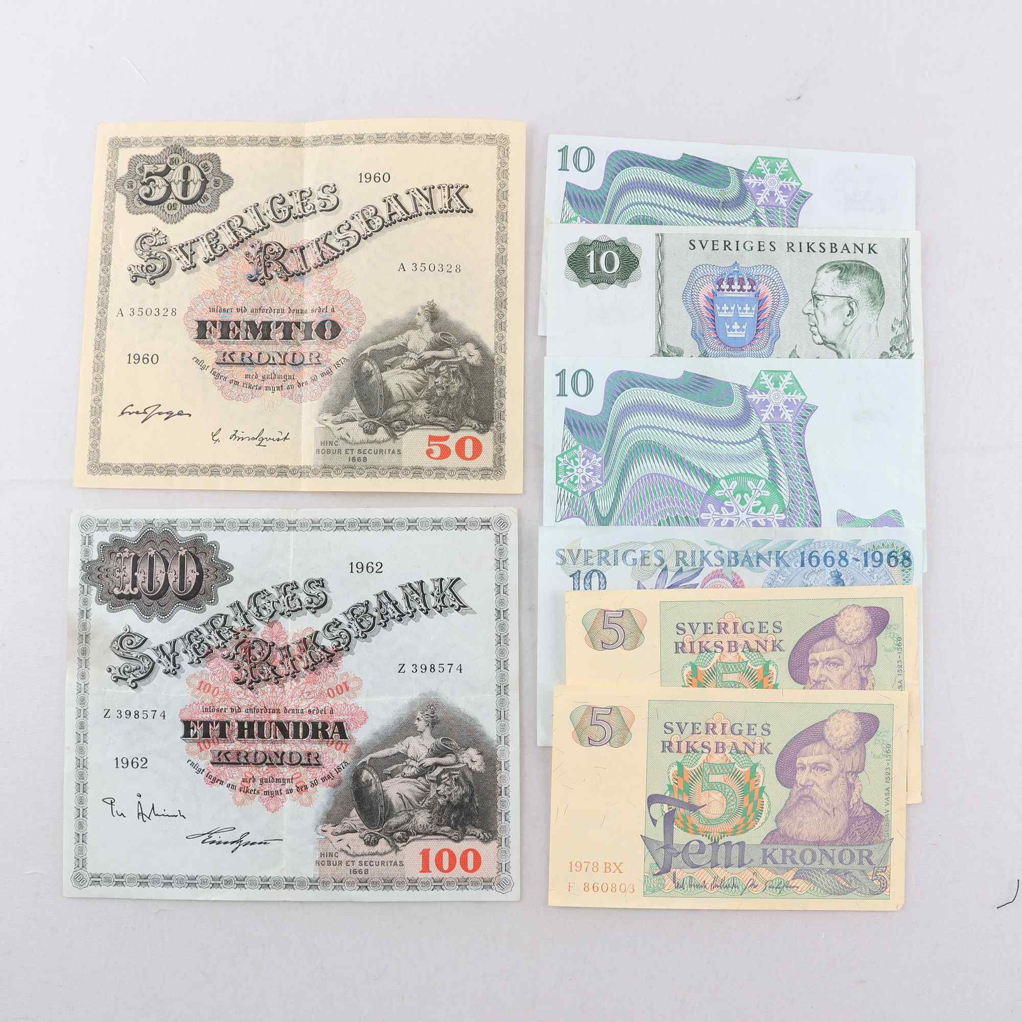 Samling svenska sedlar, blandade