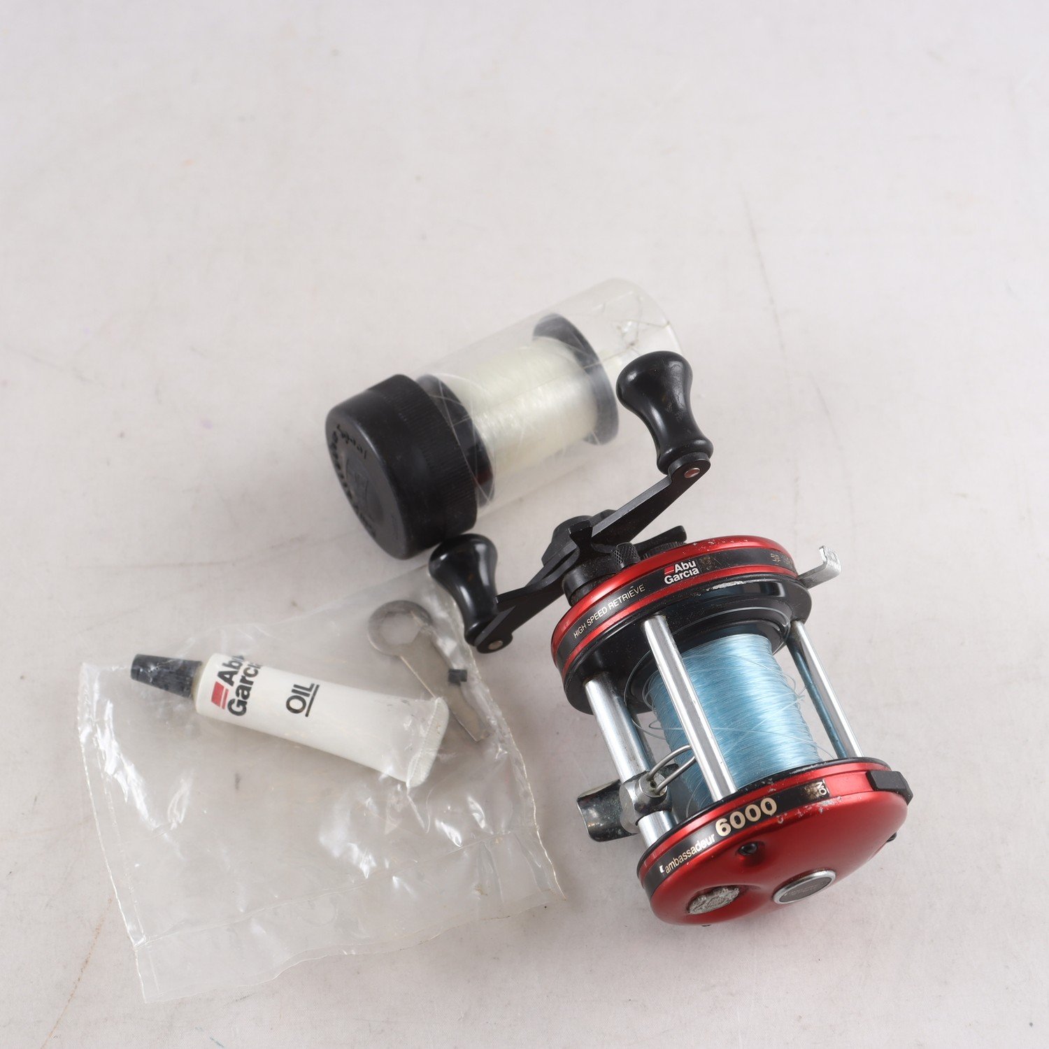 Fiskerulle, Abu-ambassadeur 6000, med tillbehör.