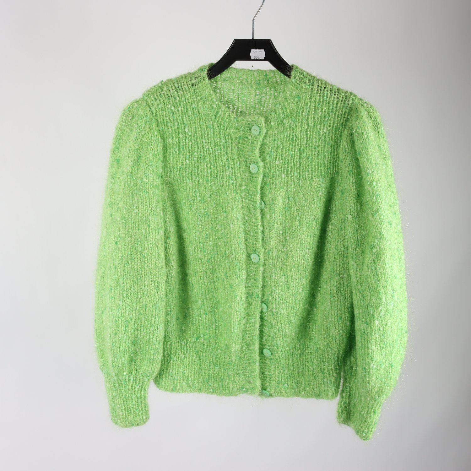 Kofta, Okänd, grön, ull, mohair, stl. ca. S/M