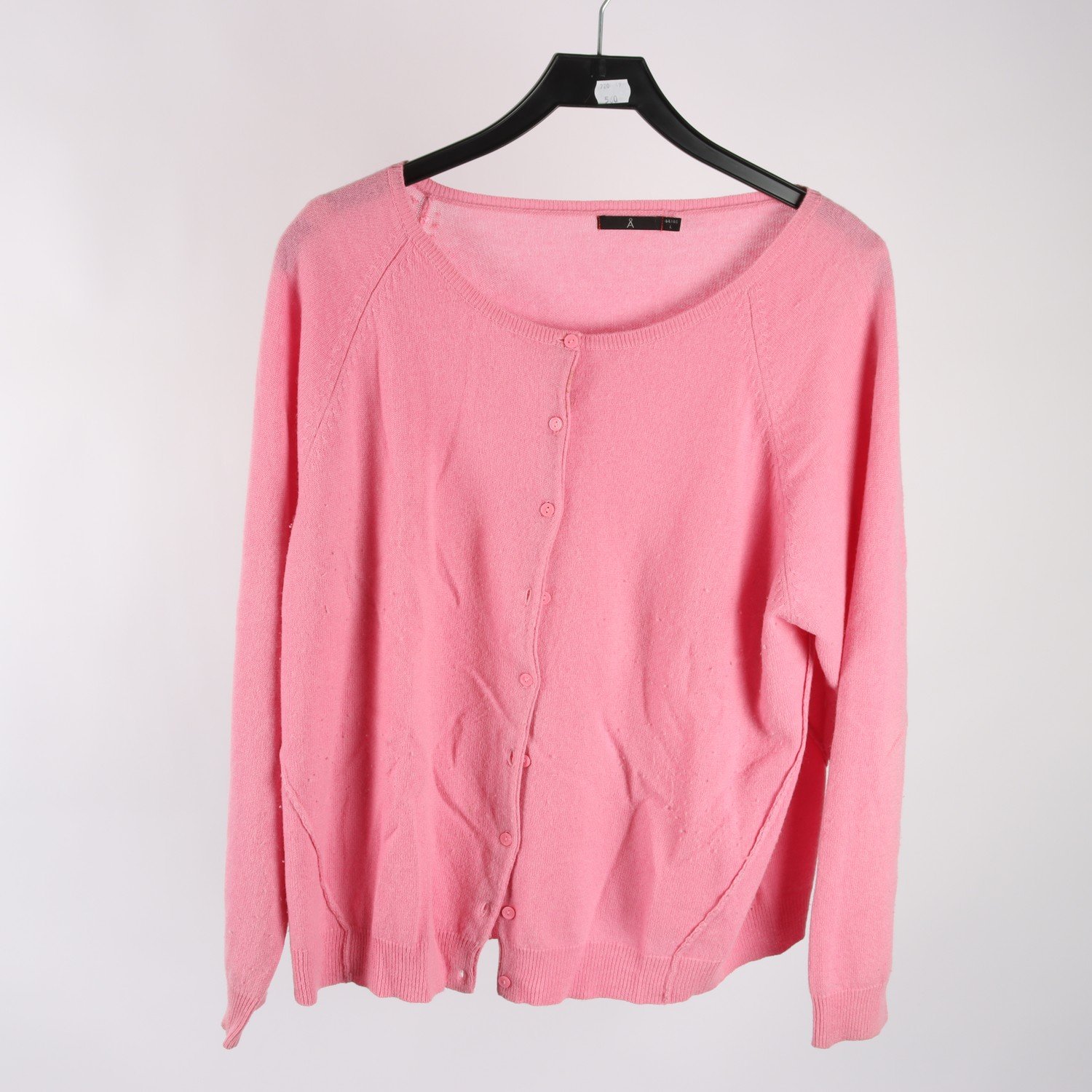 Kofta, Åhlens, rosa, ull, cashmere, stl. L.